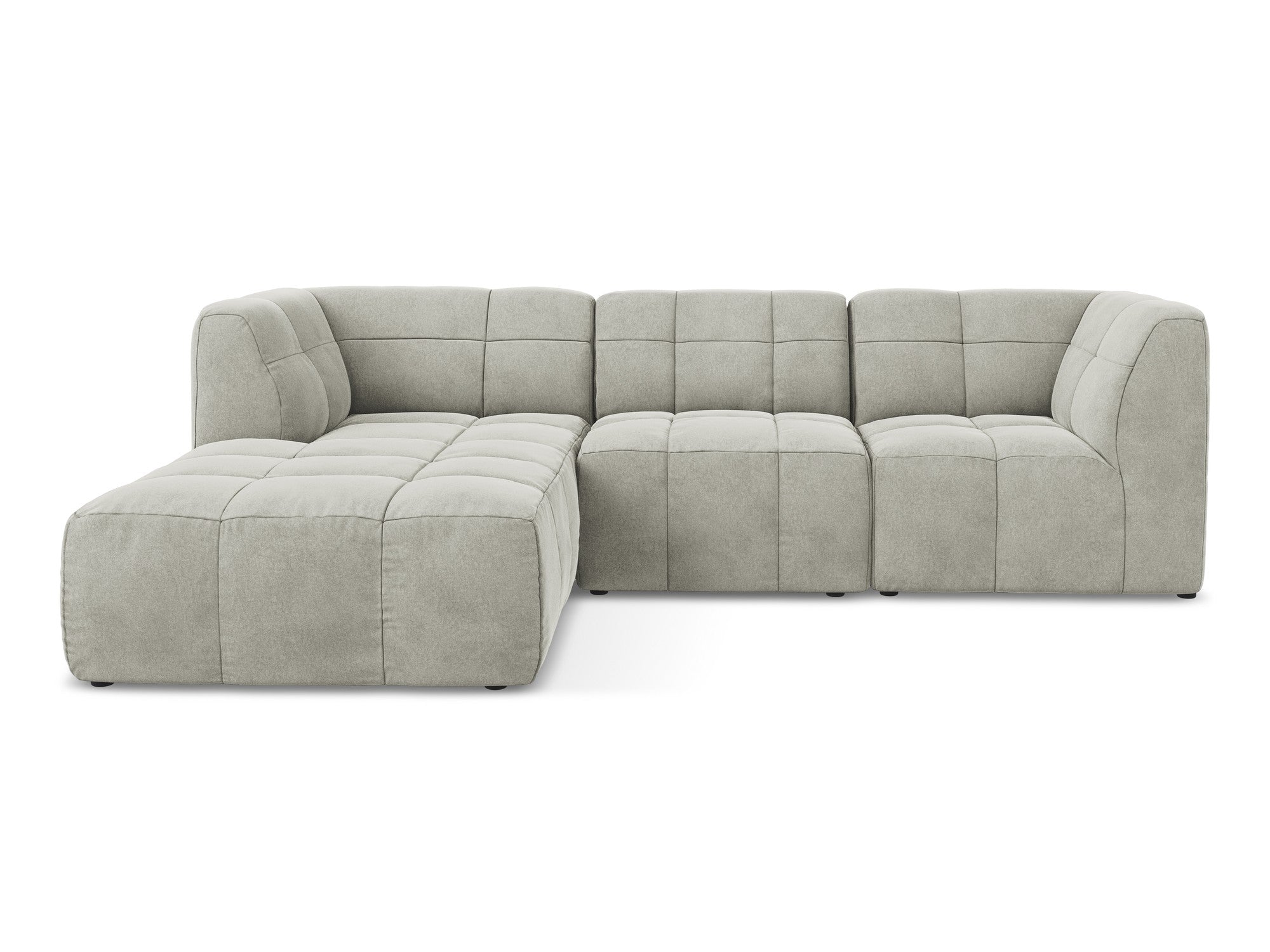 Left-facing velvet modular sofa for 3 people ALOHA light gray