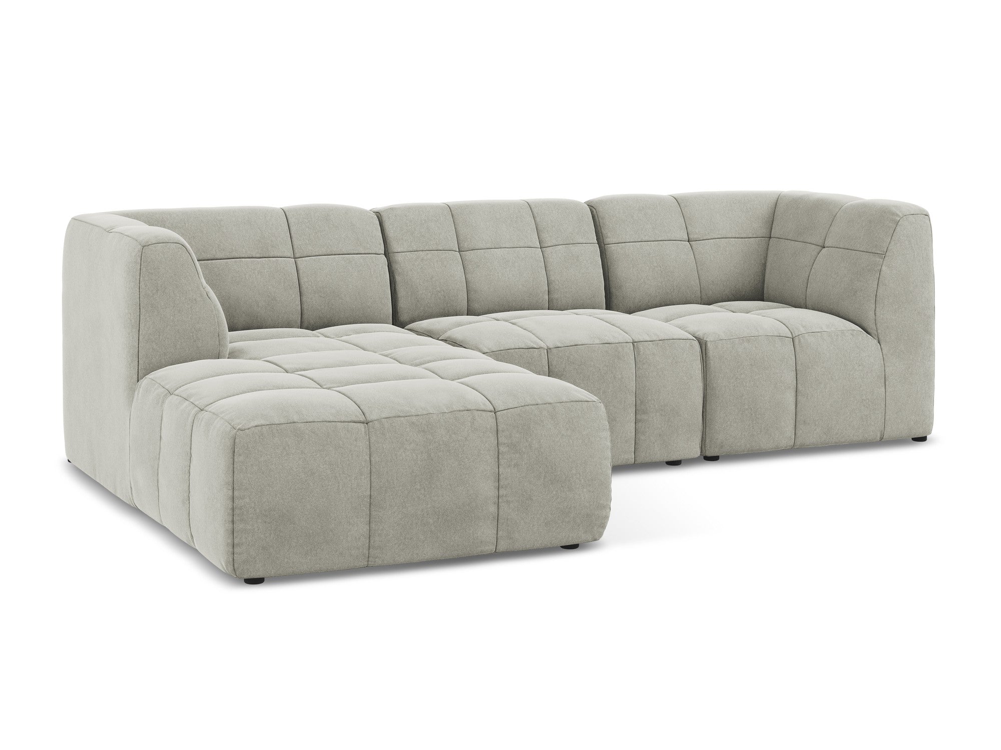 Left-facing velvet modular sofa for 3 people ALOHA light gray