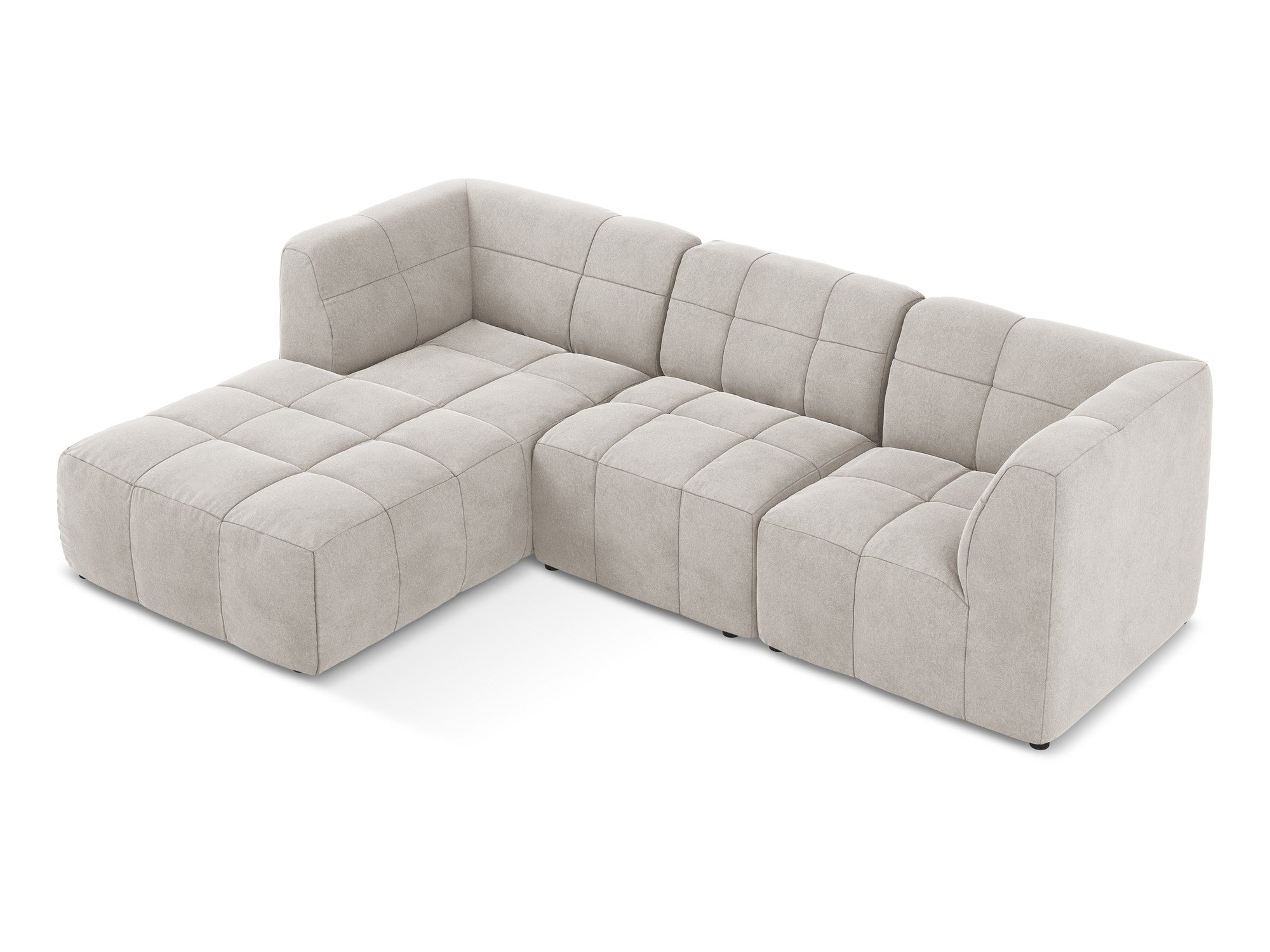 Modularer Samt-Ecksofa linksseitig für 3 Personen ALOHA hellbeige