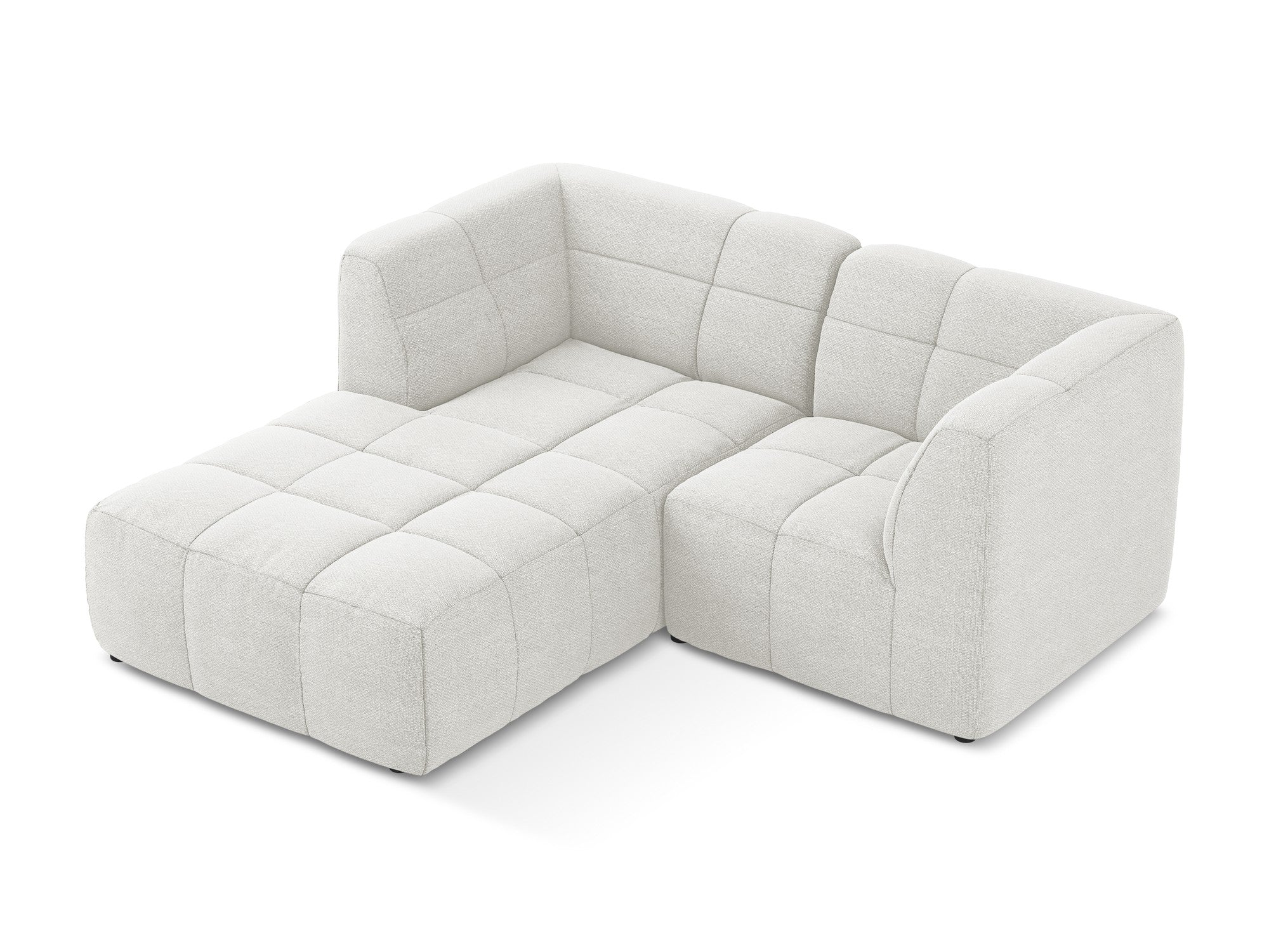 Left-facing modular 2-seater sofa ALOHA white boucle