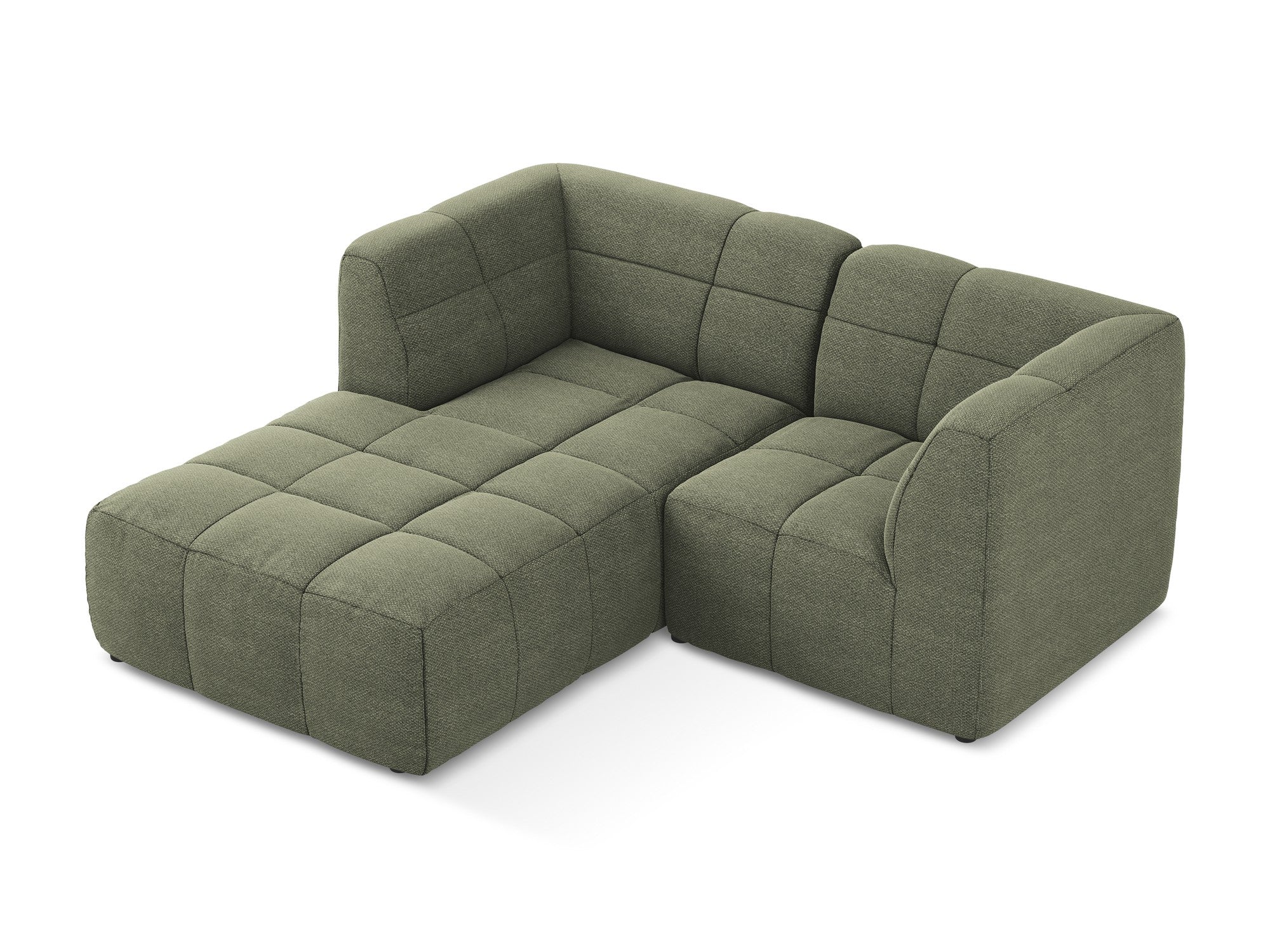 Left-facing modular sofa for 2 people ALOHA olive boucle