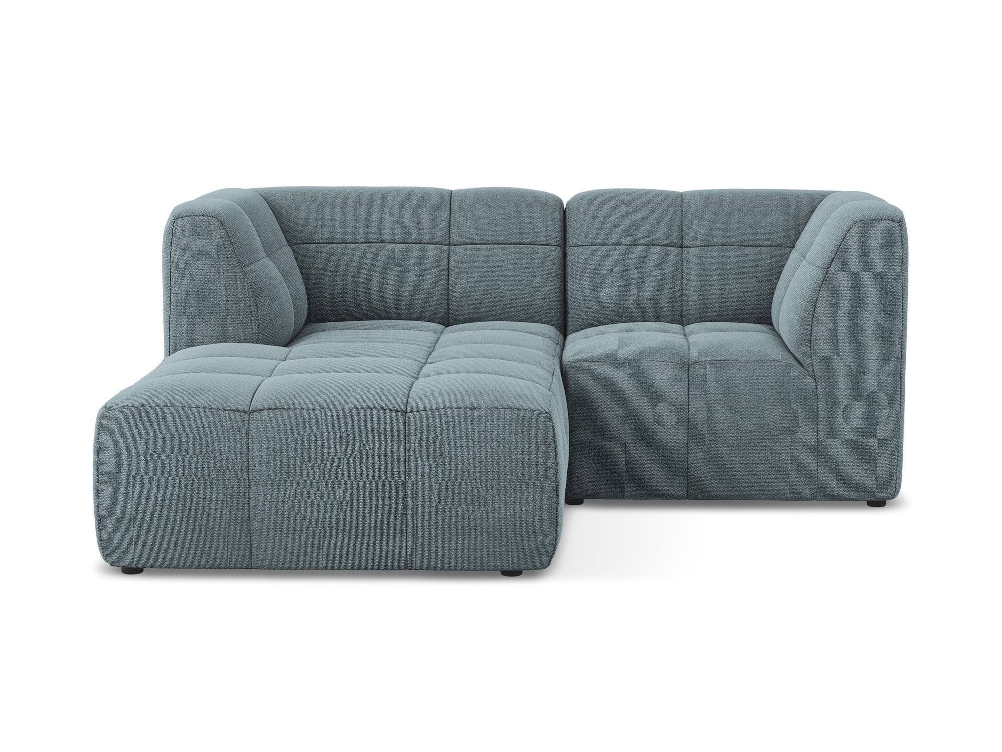 Left-facing modular 2-seater sofa ALOHA denim blue boucle