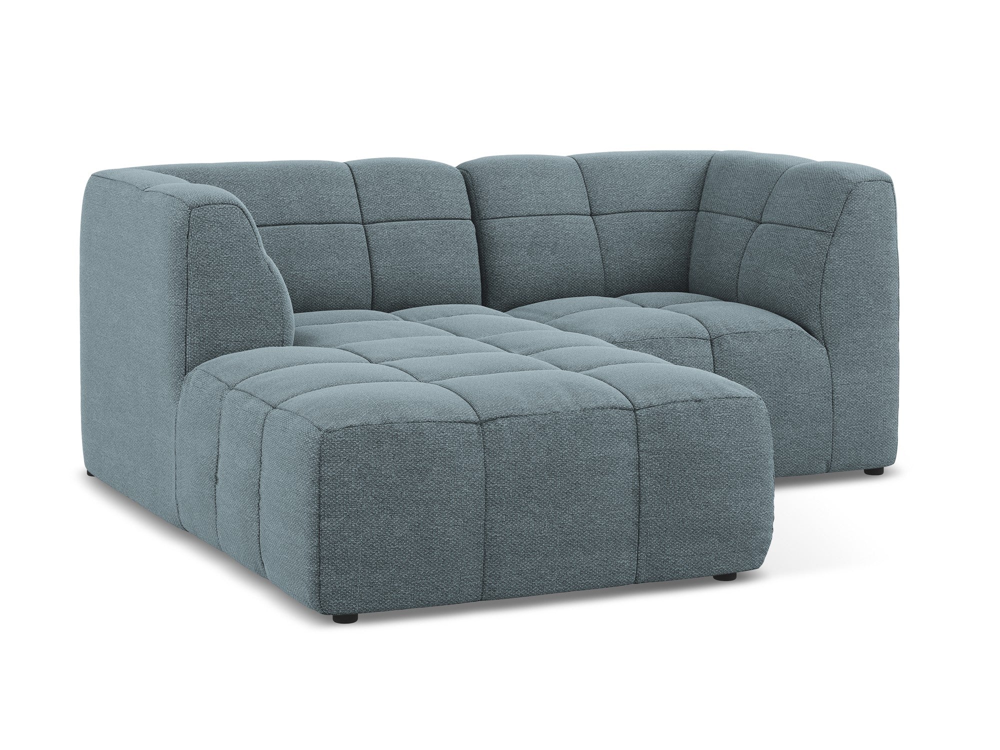 Left-facing modular 2-seater sofa ALOHA denim blue boucle