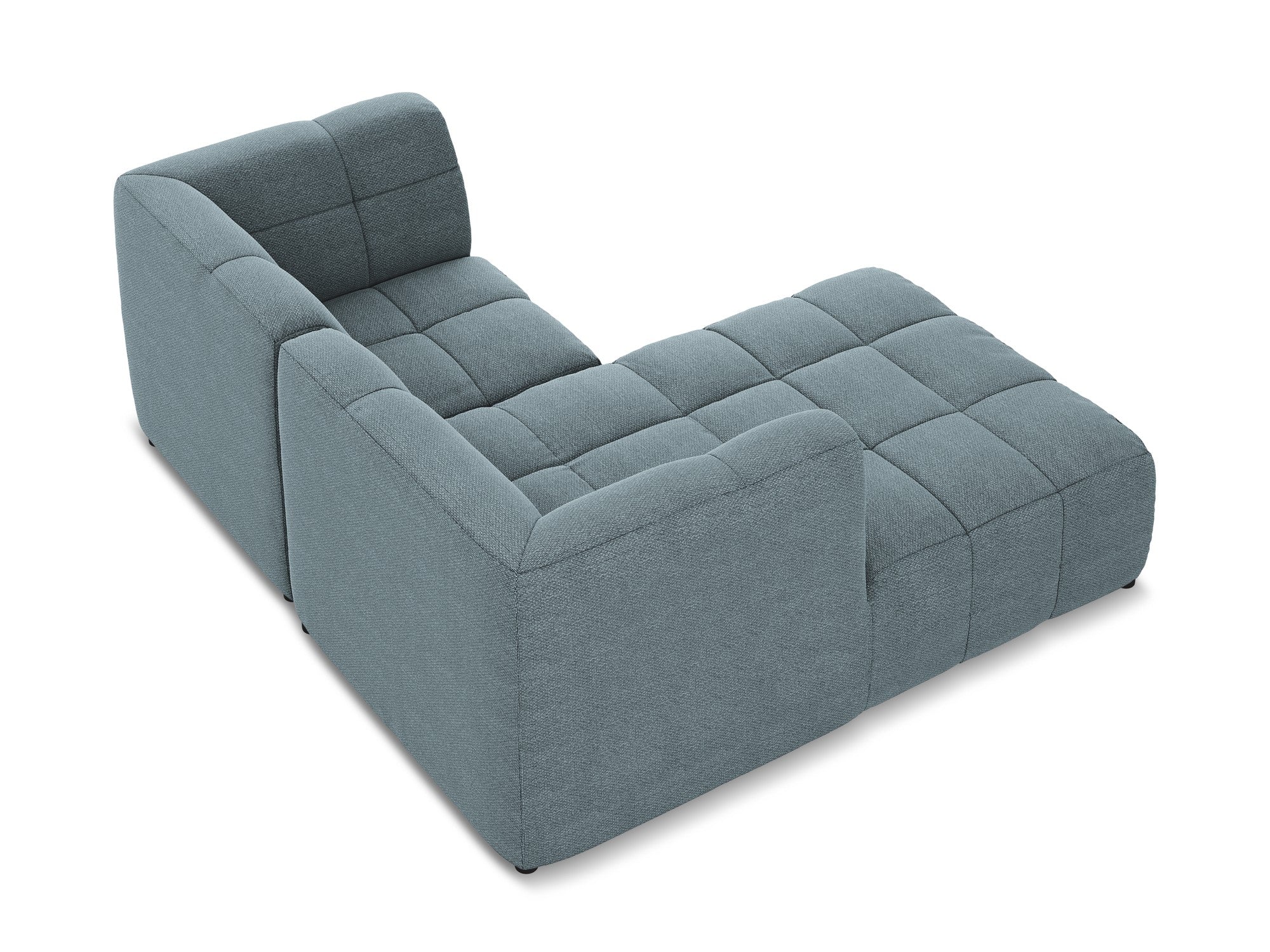 Left-facing modular 2-seater sofa ALOHA denim blue boucle