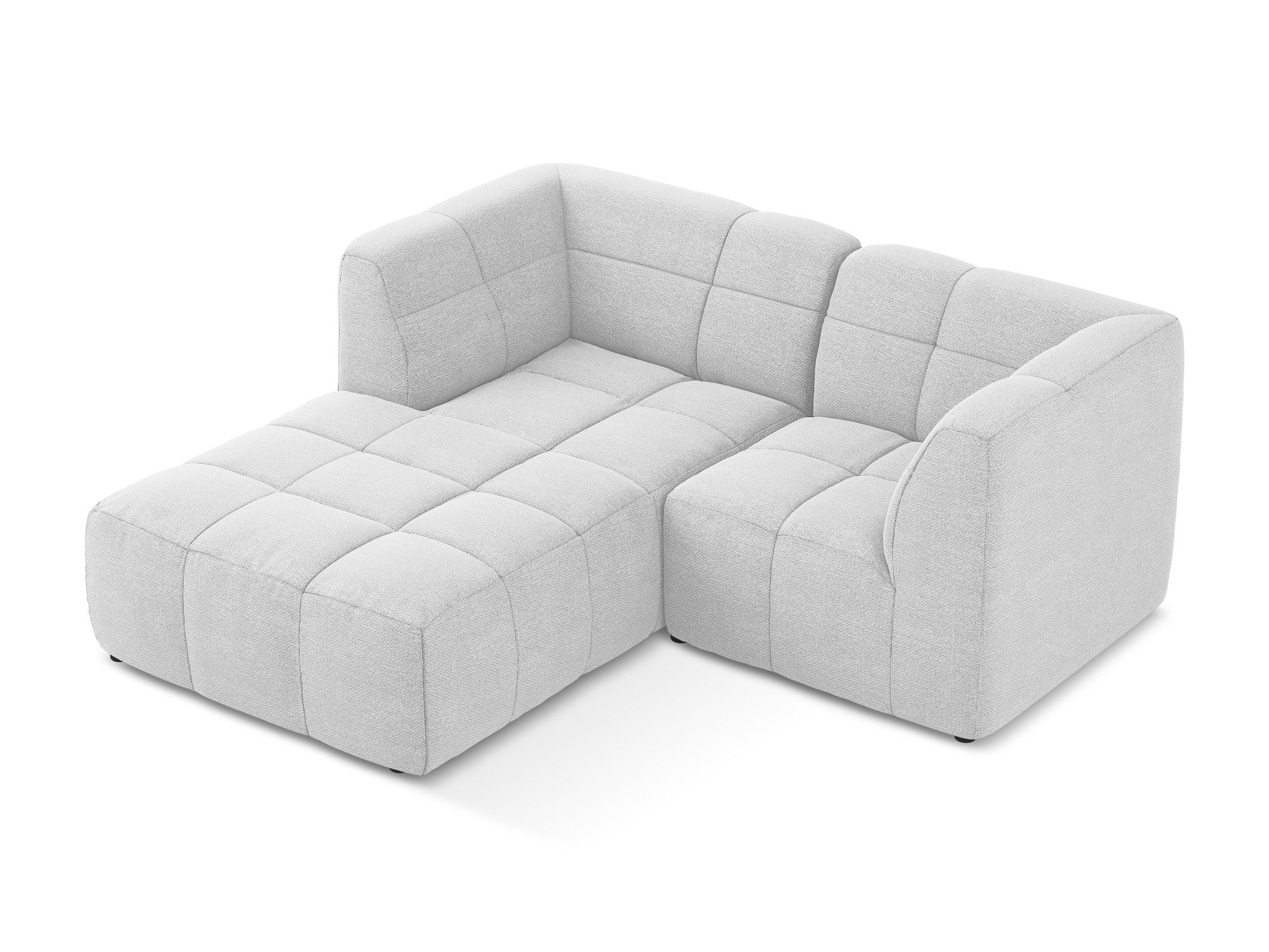 Modularer linksseitiger 2-Sitzer ALOHA silberner Boucle