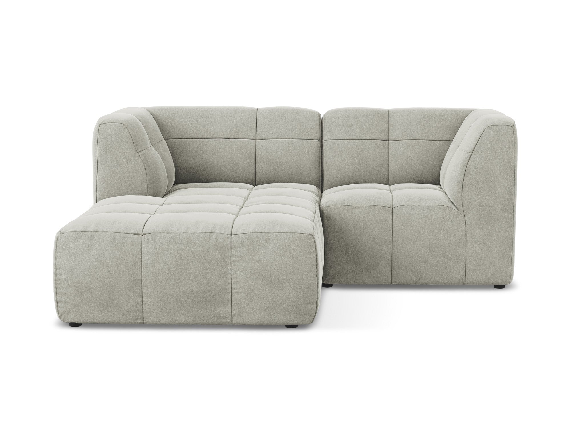 Left-facing velvet modular sofa for 2 people ALOHA light gray
