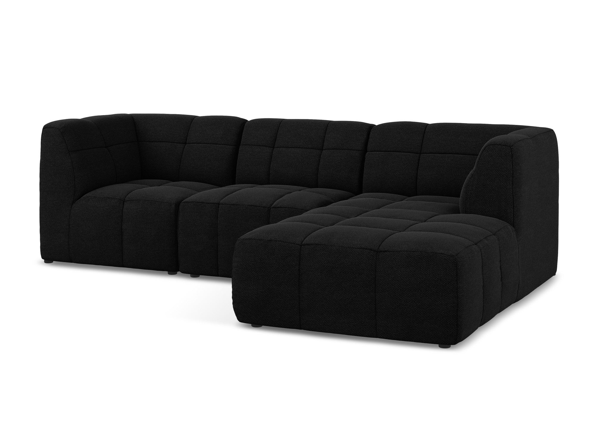 Right-facing modular sofa for 3 people ALOHA black boucle