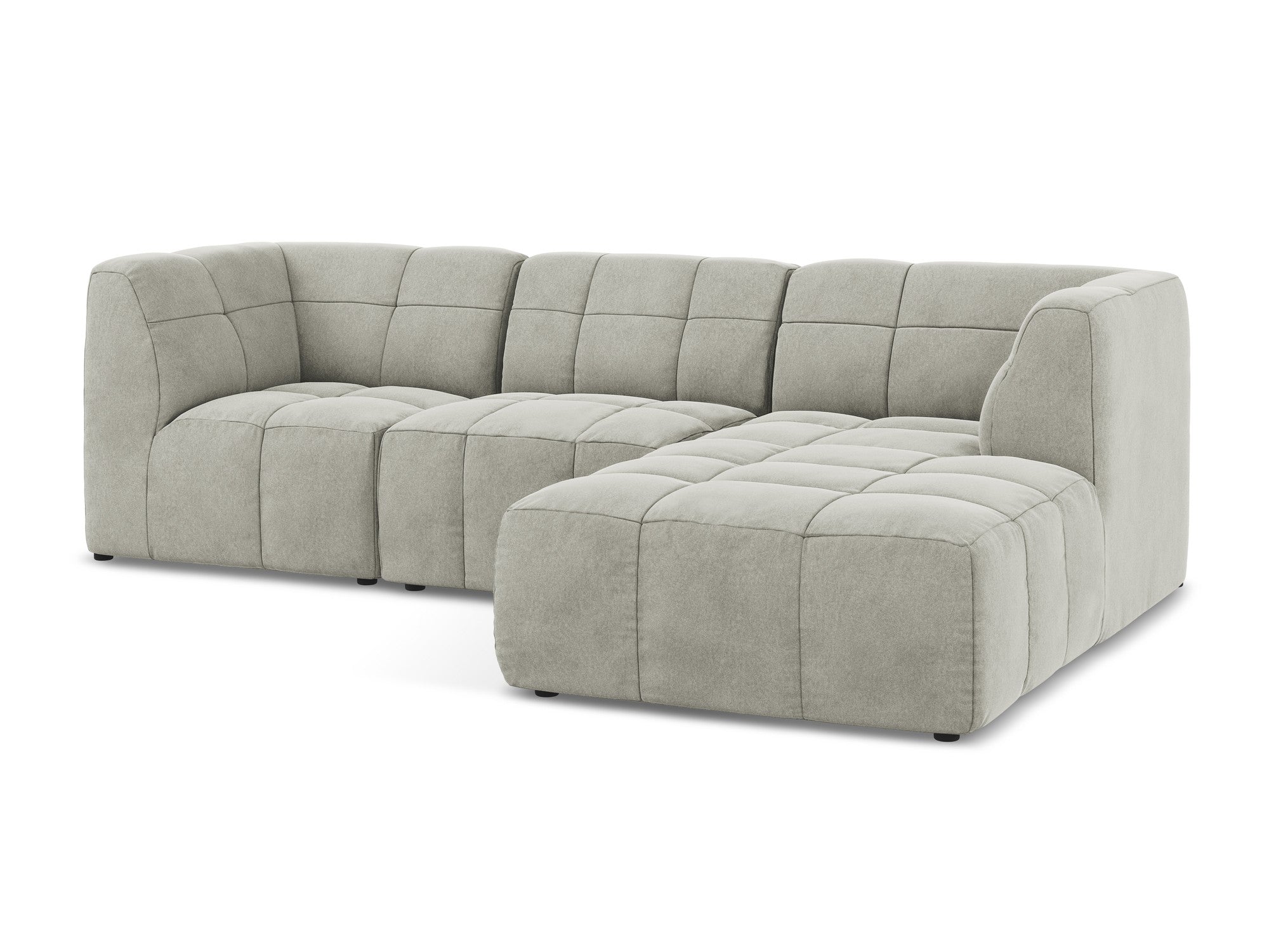 Right-facing velvet modular sofa for 3 people ALOHA light gray