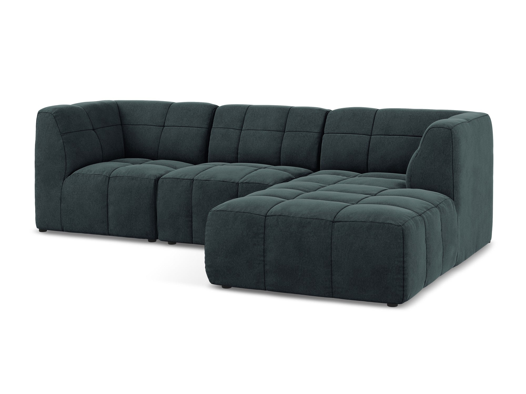 Right-facing velvet modular sofa for three ALOHA in sea green