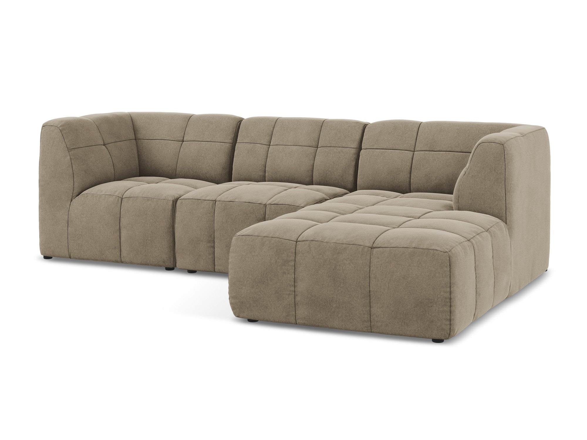 Modularer Samt-Ecksofa rechtsseitig 3-sitzig ALOHA beige