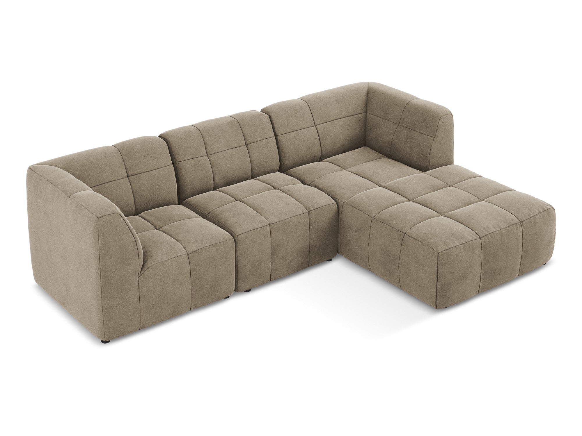 Modularer Samt-Ecksofa rechtsseitig 3-sitzig ALOHA beige