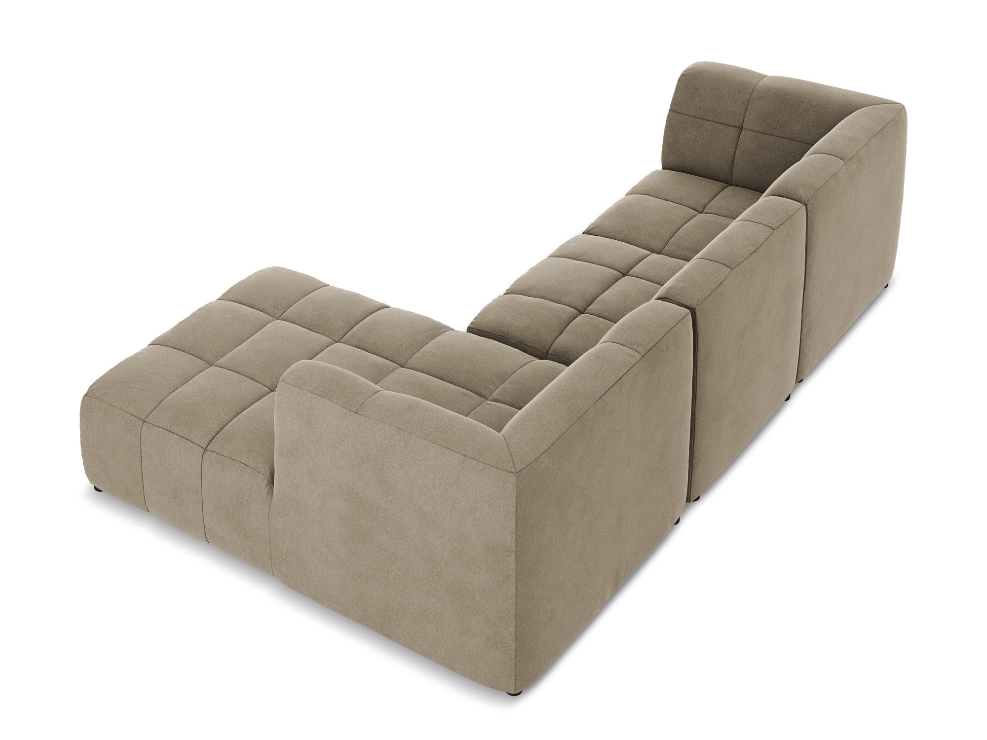 Modularer Samt-Ecksofa rechtsseitig 3-sitzig ALOHA beige