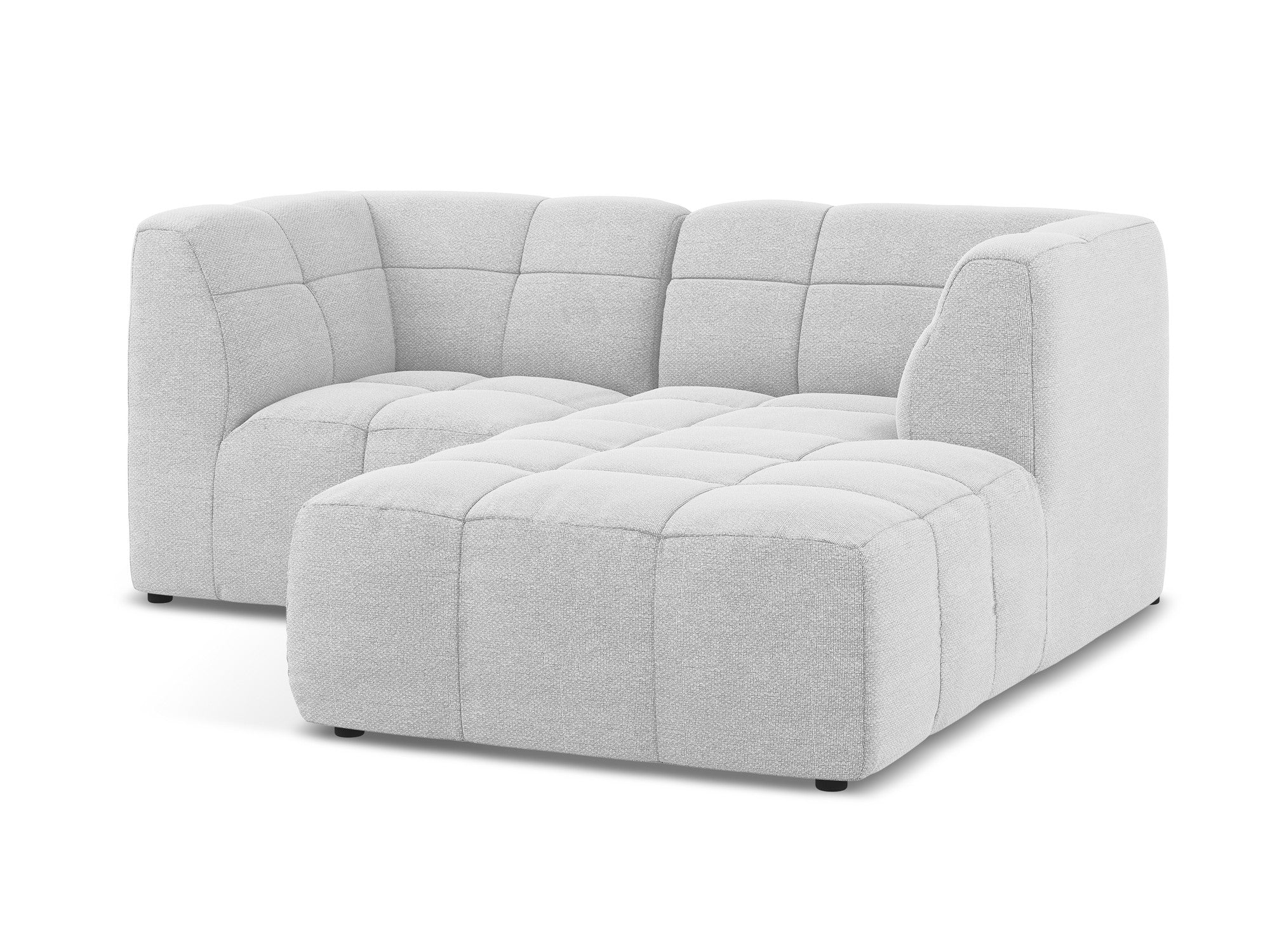 Modularer Ecksofa rechtsseitig 2-sitzig ALOHA silberne Boucle