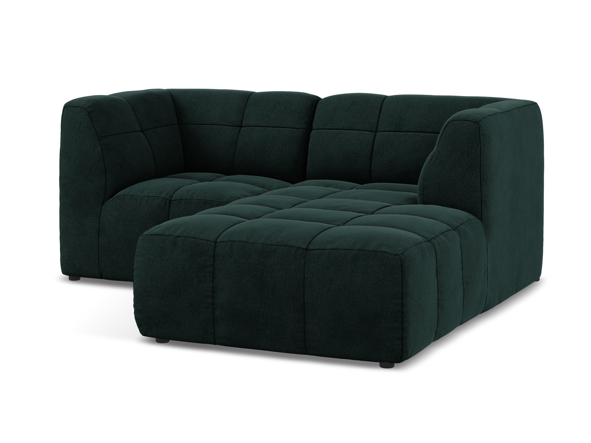 Right-facing velvet modular sofa for 2 people ALOHA in gray-green