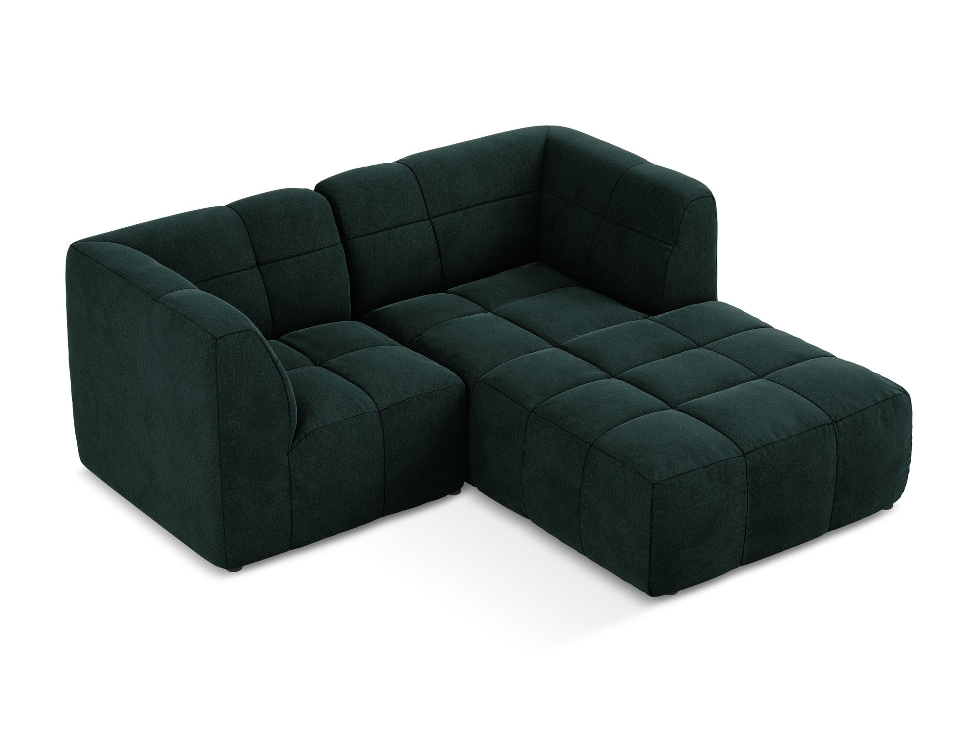 Right-facing velvet modular sofa for 2 people ALOHA in gray-green