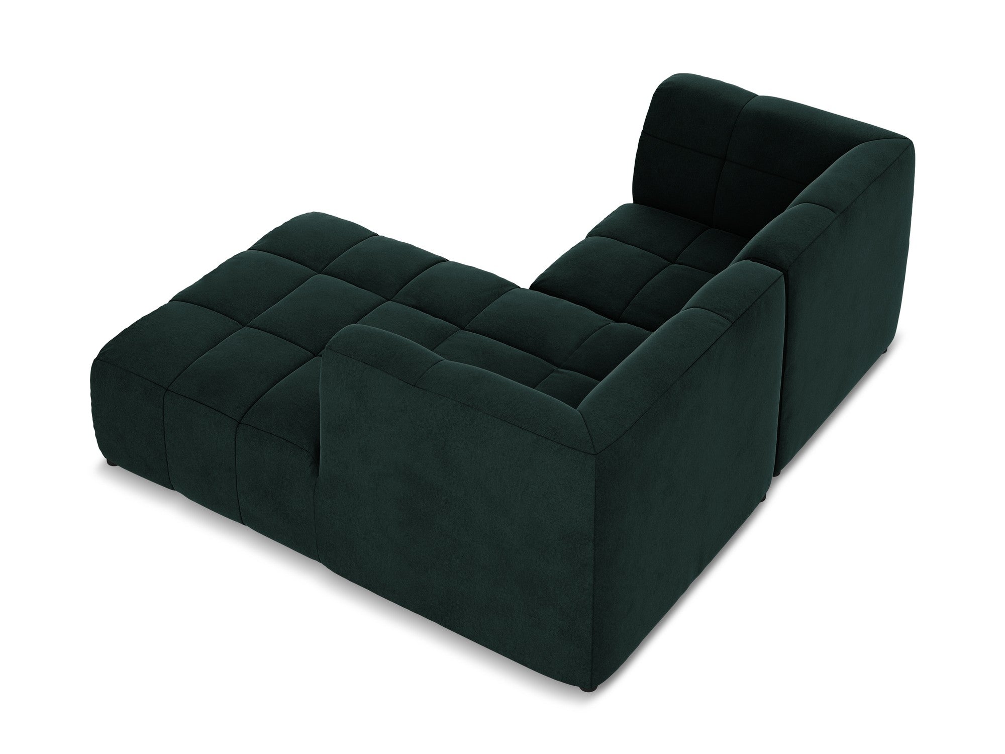 Right-facing velvet modular sofa for 2 people ALOHA in gray-green