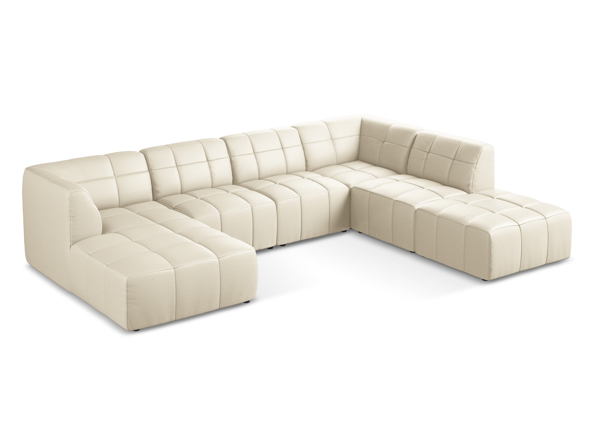 Modularer Panoramawinkelsofa ALOHA in hellbeigem Kunstleder