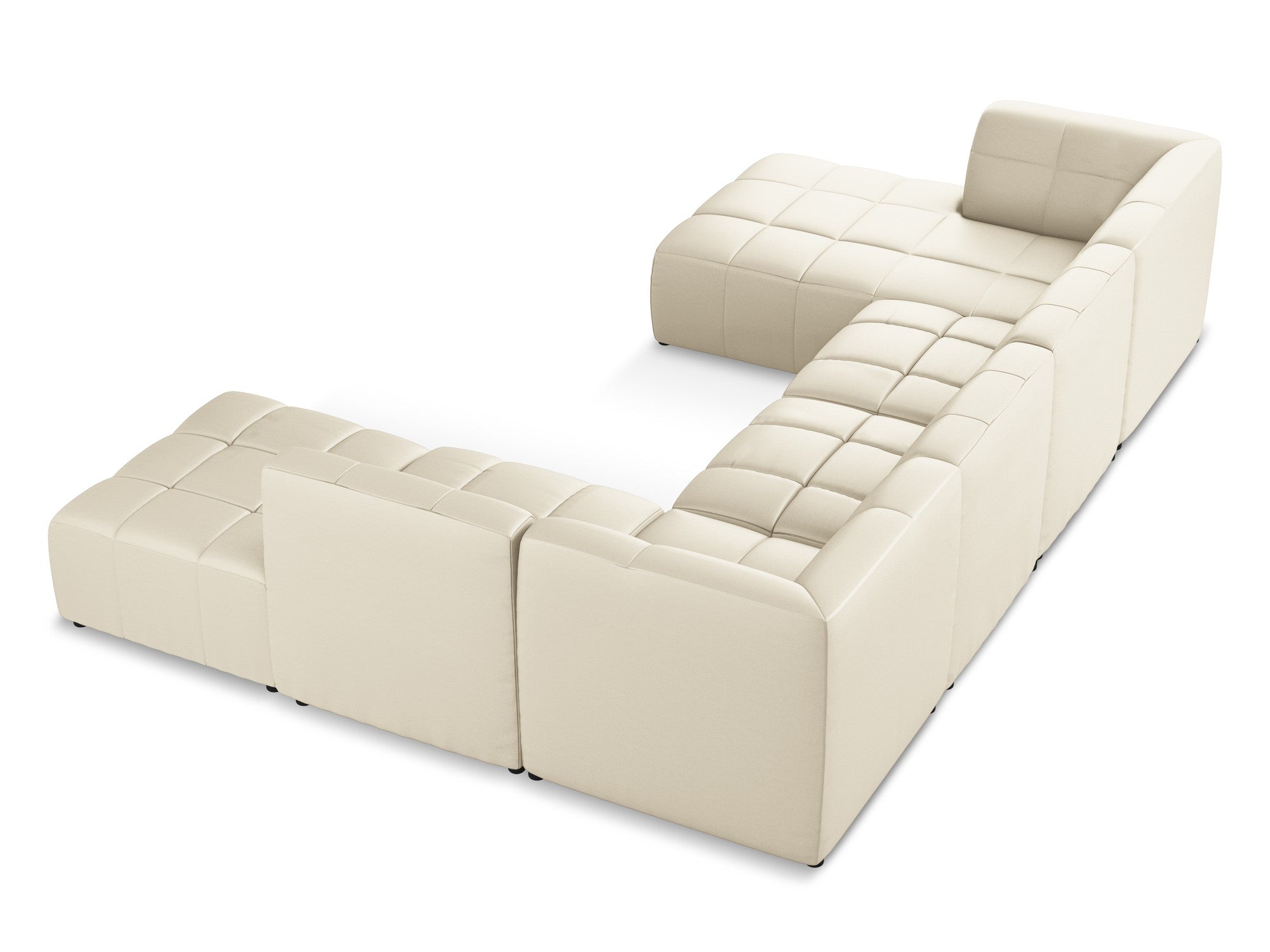 Modularer Panoramawinkelsofa ALOHA in hellbeigem Kunstleder