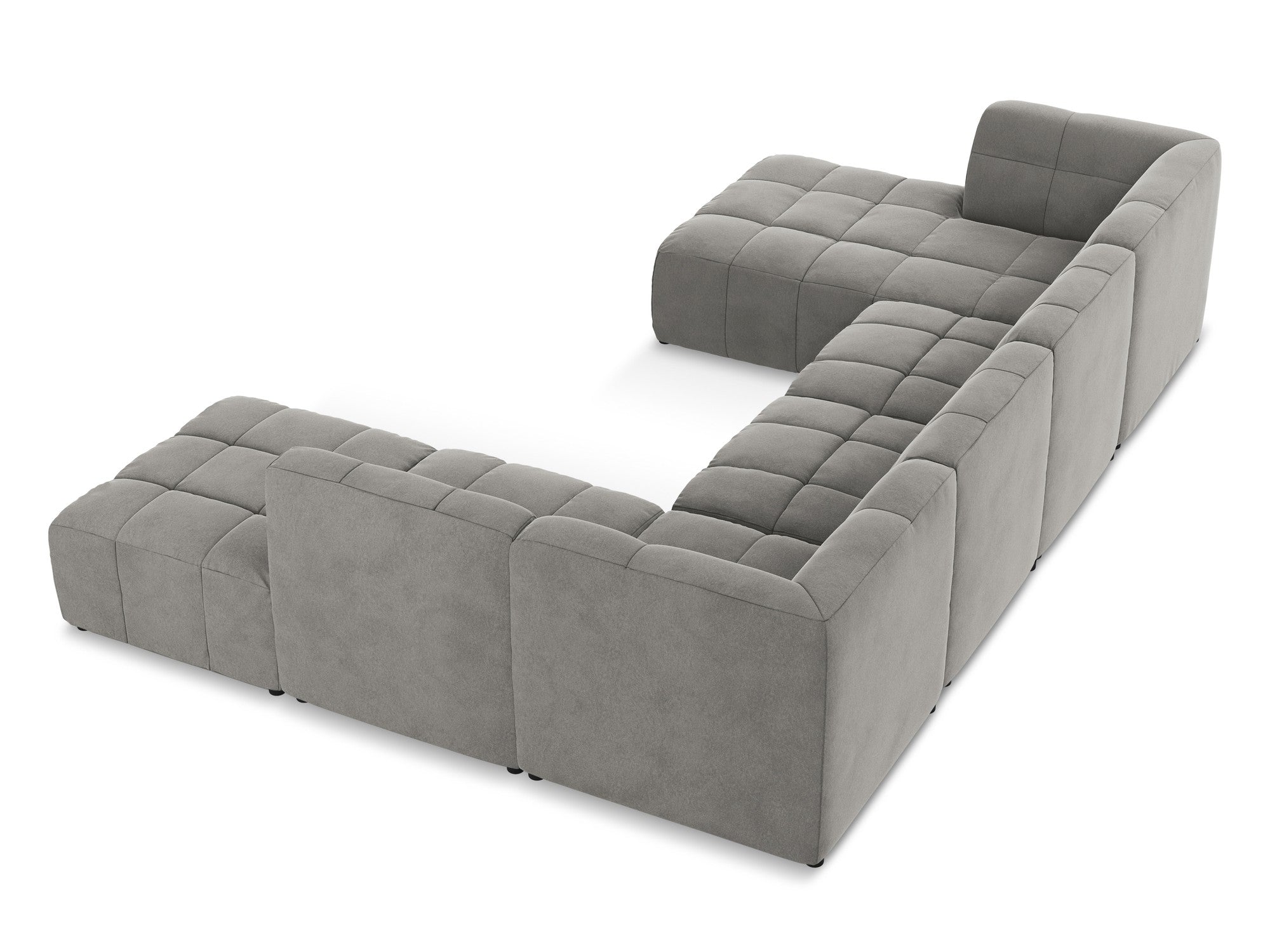 Gray modular panoramic velvet corner sofa ALOHA