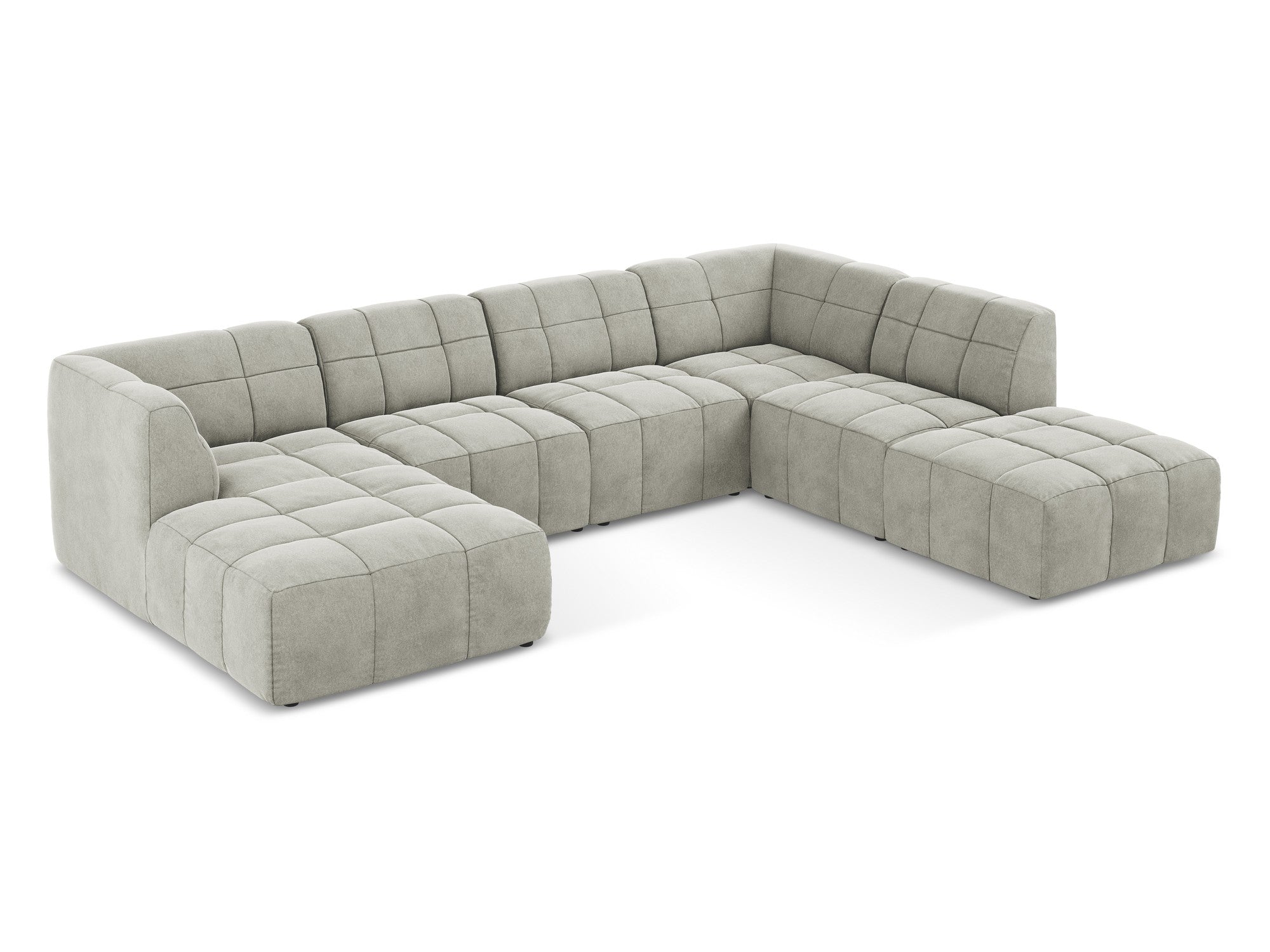 Modular Panoramic Velvet Corner Sofa ALOHA Light Gray