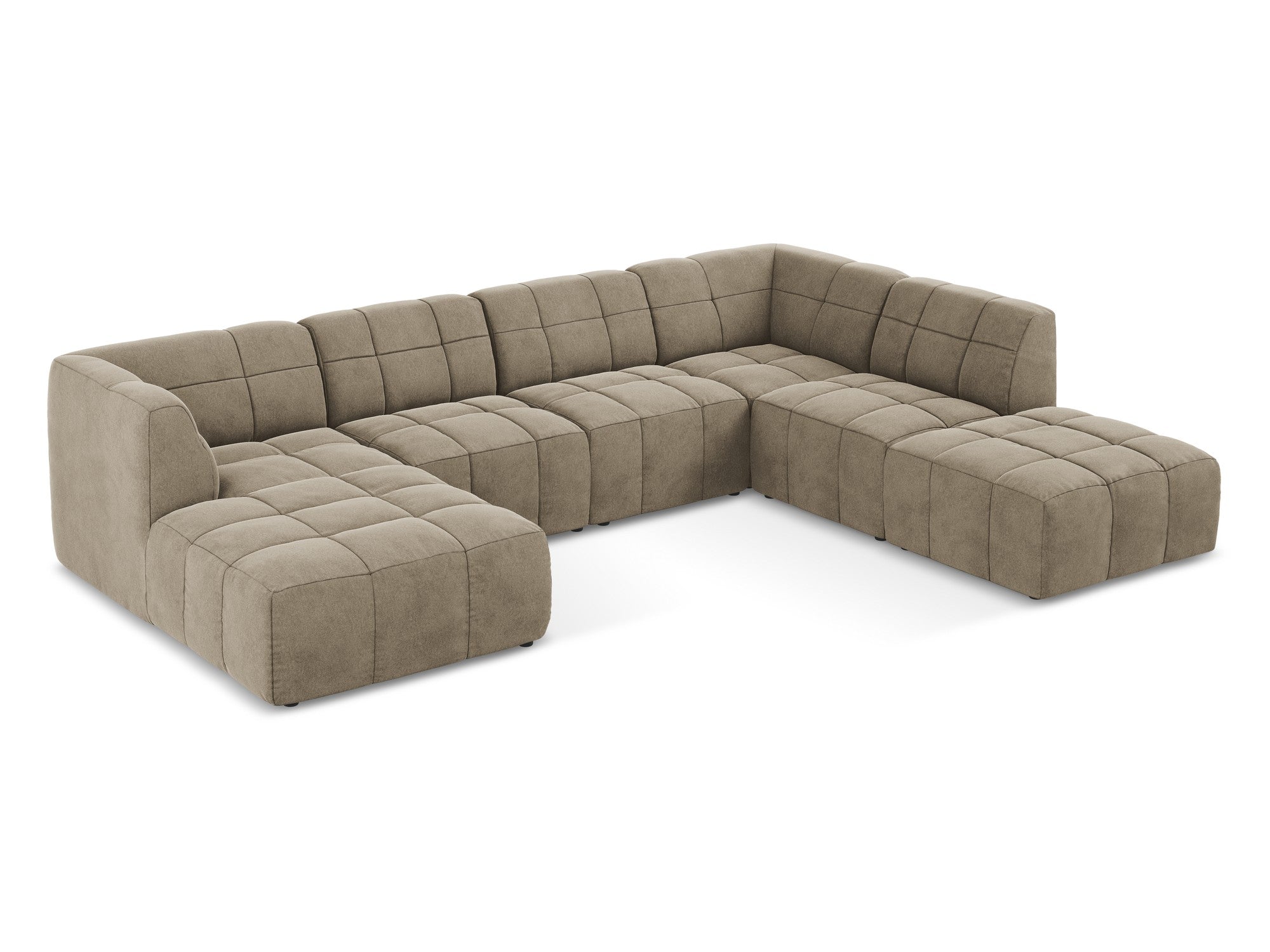 Beige Modular Panoramic Velvet Corner Sofa ALOHA