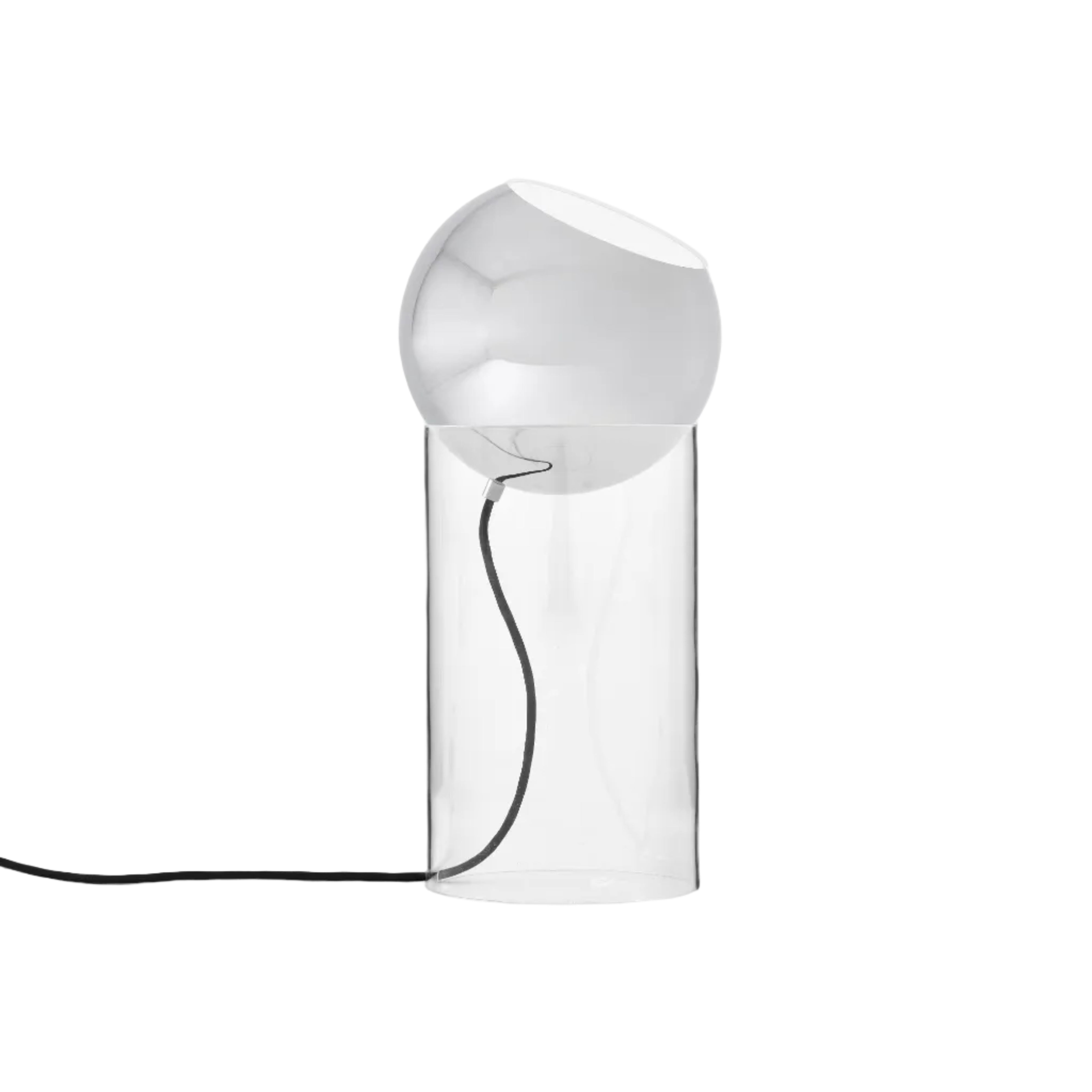 Tischlampe TOPAN mit verchromtem Schirm und transparenter Basis