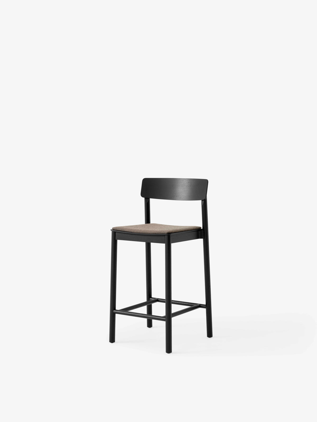 Hocker BETTY schwarzes lackiertes Eschenholz mit gepolsterter Sitzfläche