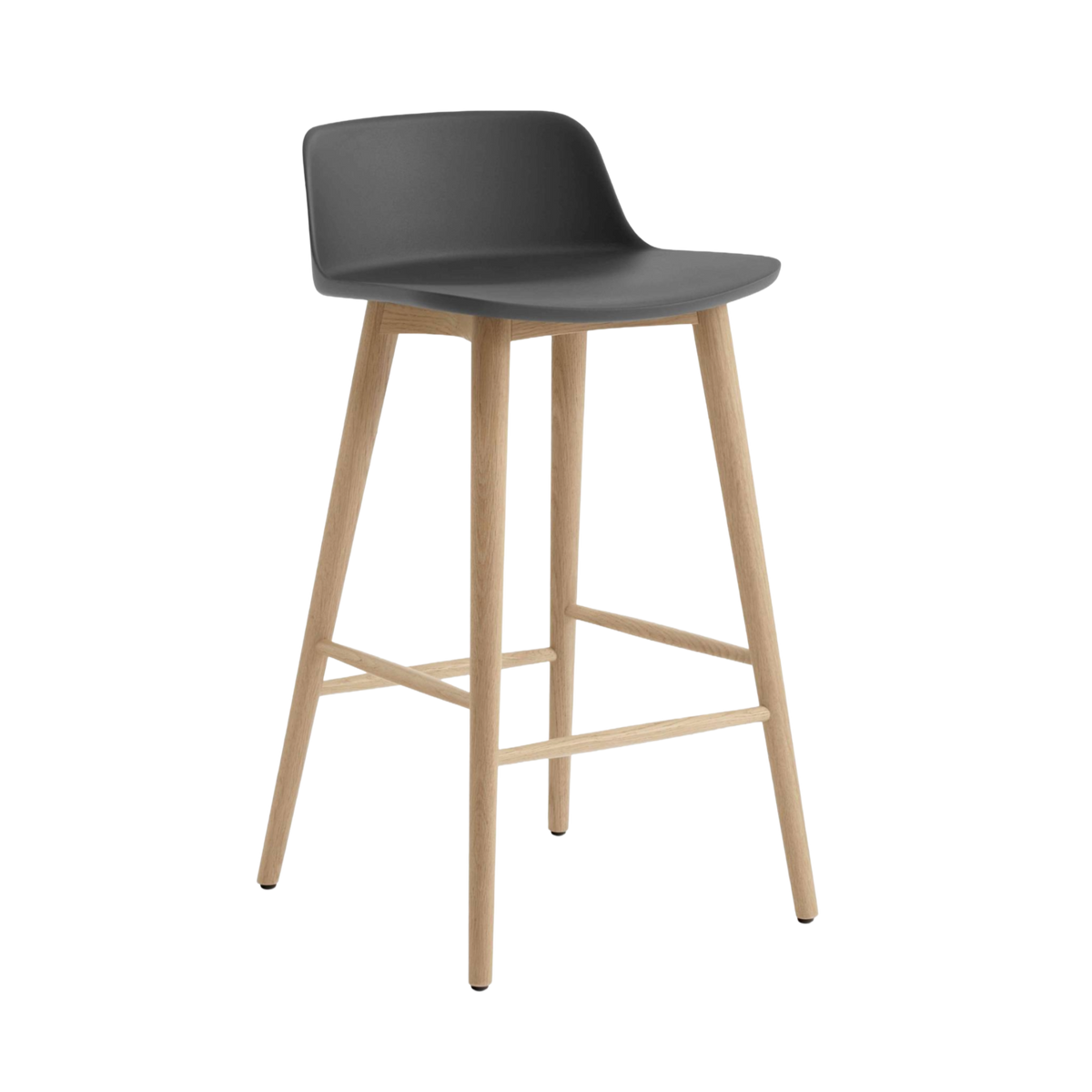 Hocker RELY graphitfarben mit Eichenbasis