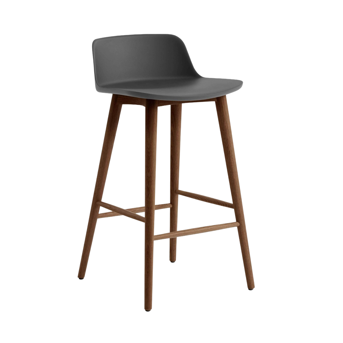 Hocker RELY graphitfarben mit Nussbaumfuß