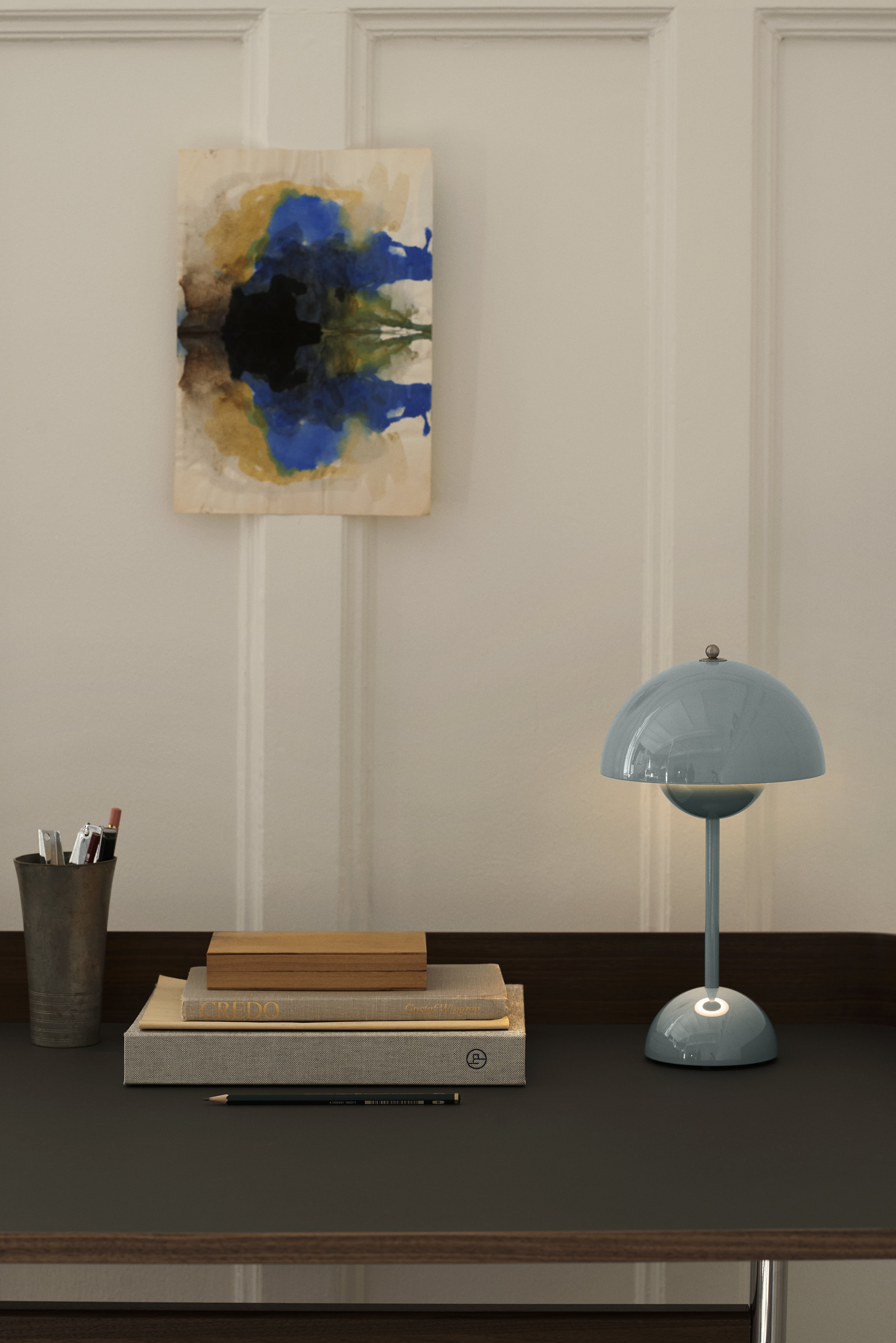 Tragbare Lampe FLOWERPOT VP9 in Grau-Blau