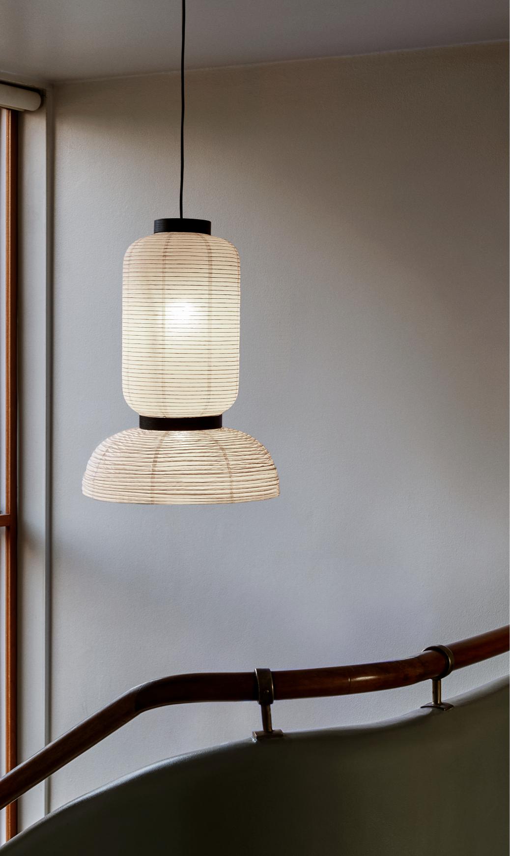Hängelampe FORMAKAMI JH3 mit weißem Papier-Schirm und schwarzem Eichen-Finish