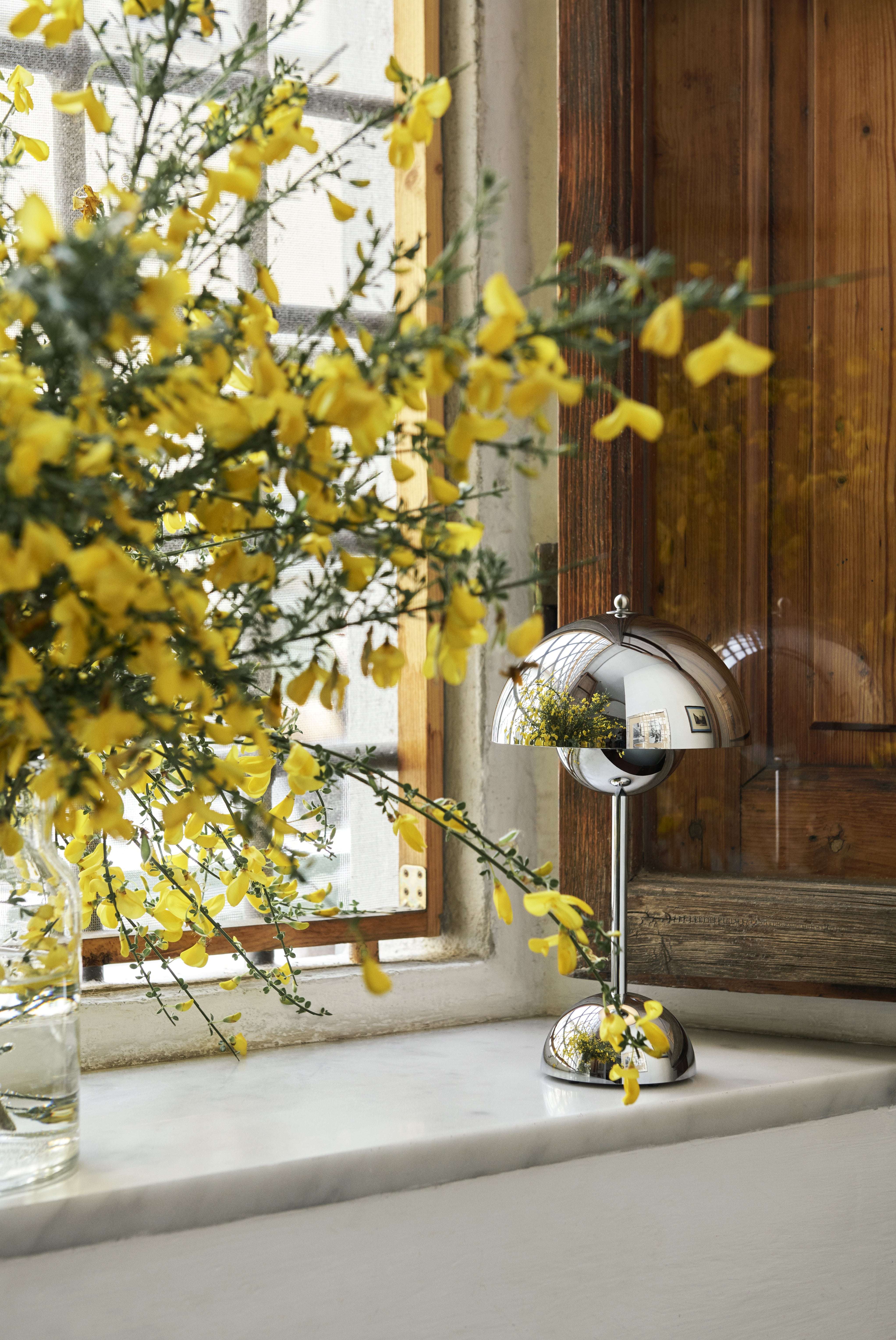 Tragbare Lampe FLOWERPOT VP9 verchromt