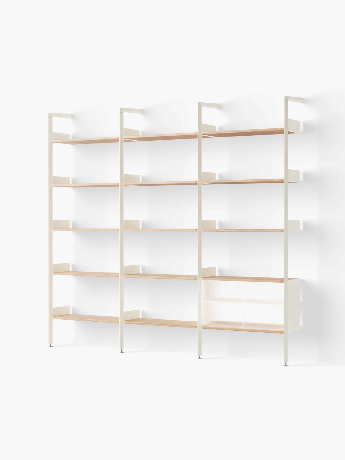 Modularregal ROMBE in Alabaster mit Eichenholz