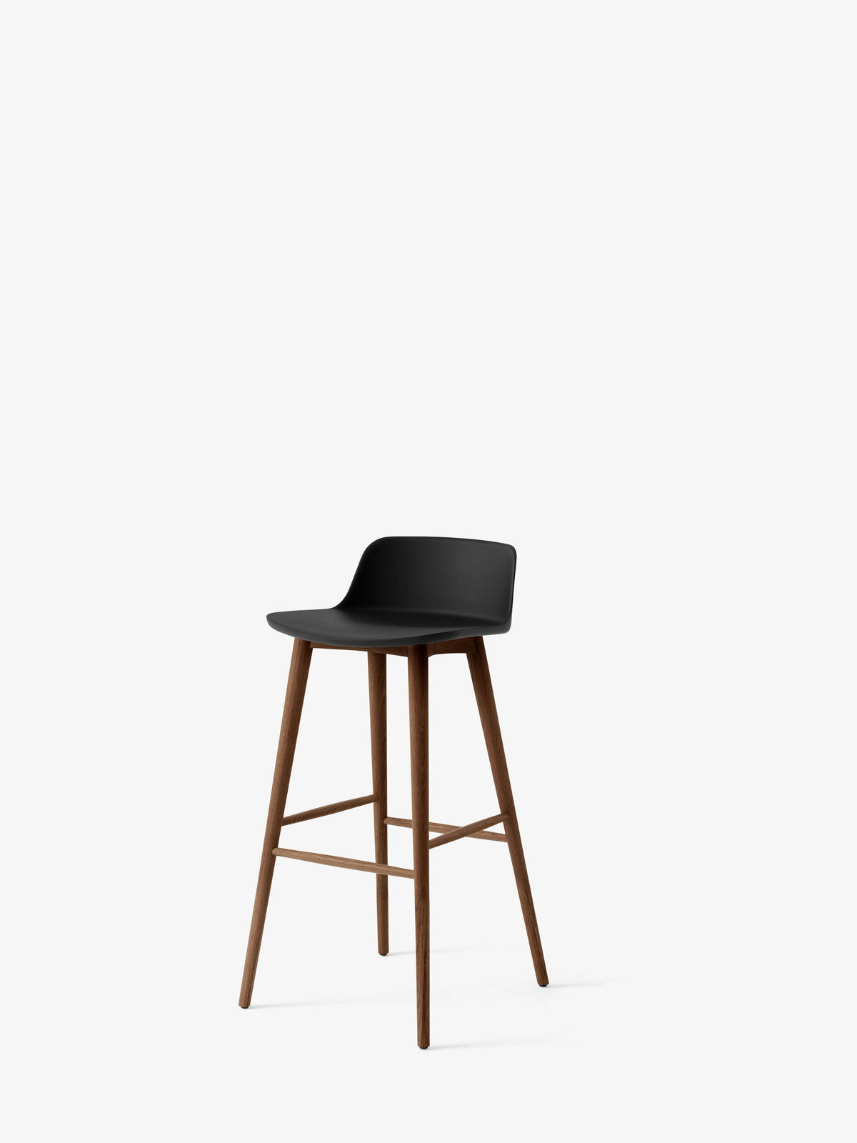 Hocker RELY schwarz mit Nussbaumbasis