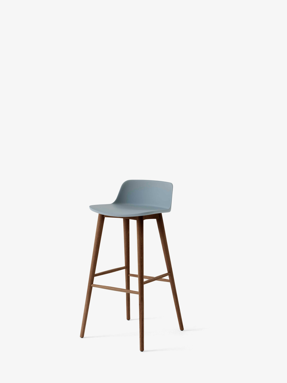 Hocker RELY himmelblau mit Nussbaumfuß