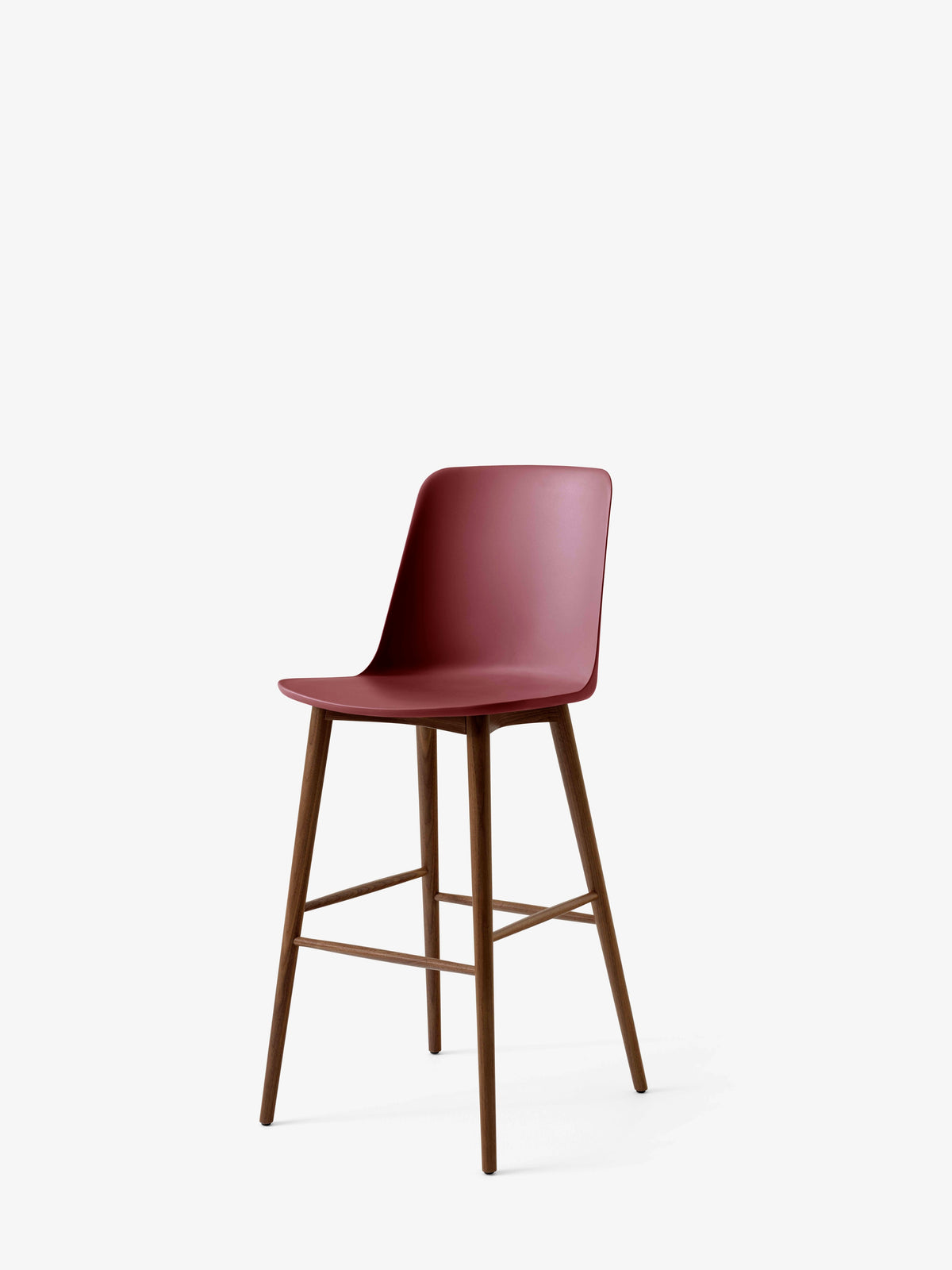 Barhocker RELY rot-braun mit Nussbaumfuß