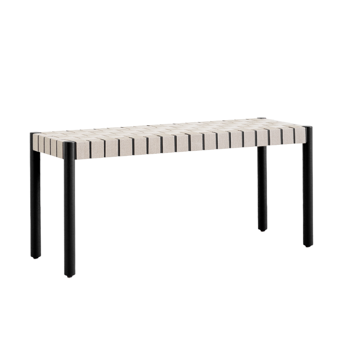 Bank BETTY, beige gewebter Sitz mit schwarz lackierter Esche