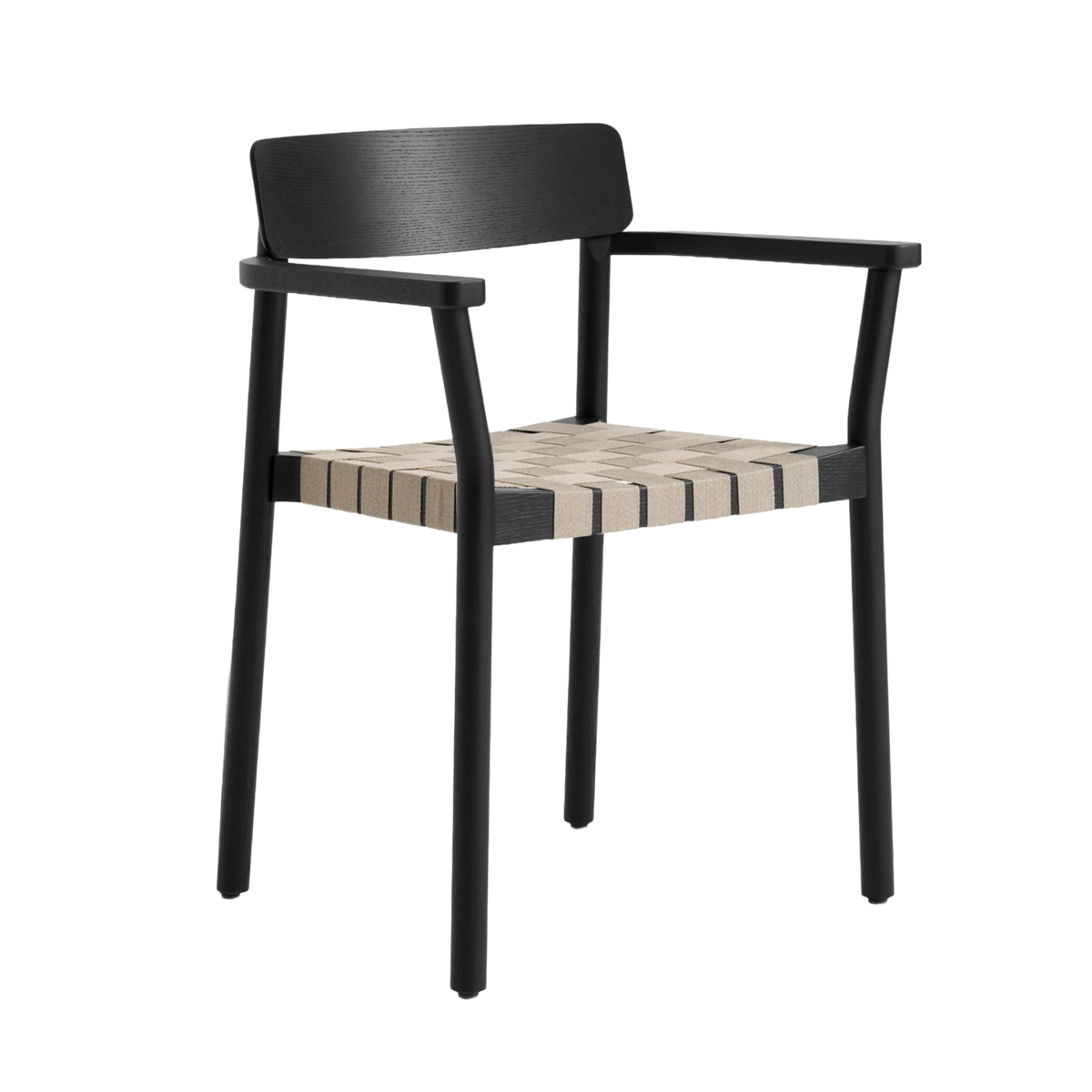 Sessel mit Armlehnen BETTY TK9, beige gewebter Sitz mit schwarz lackierter Esche