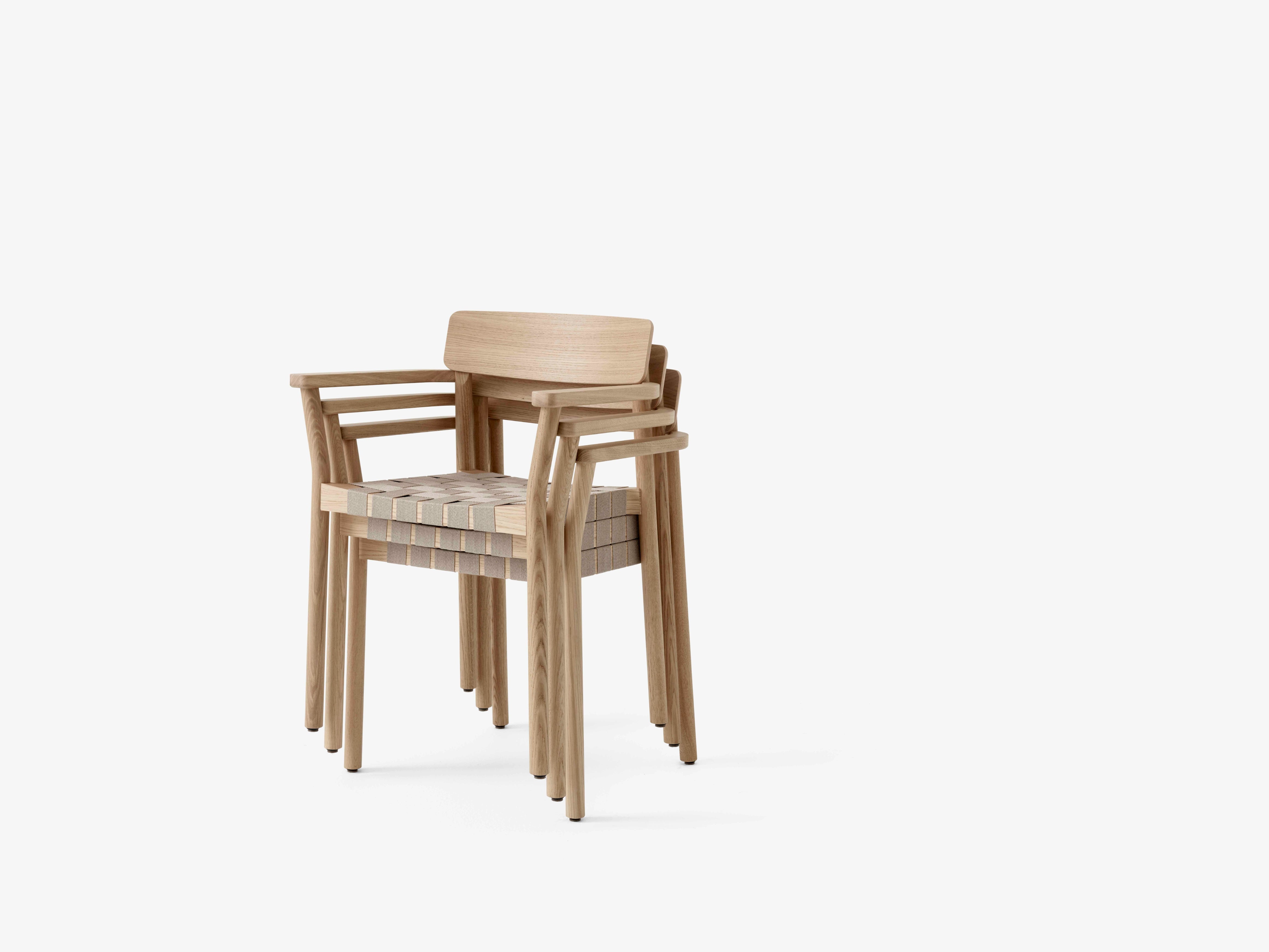 Sessel mit Armlehnen BETTY TK9, beige, gewebter Sitz mit rauchgeöltem Eichenholz
