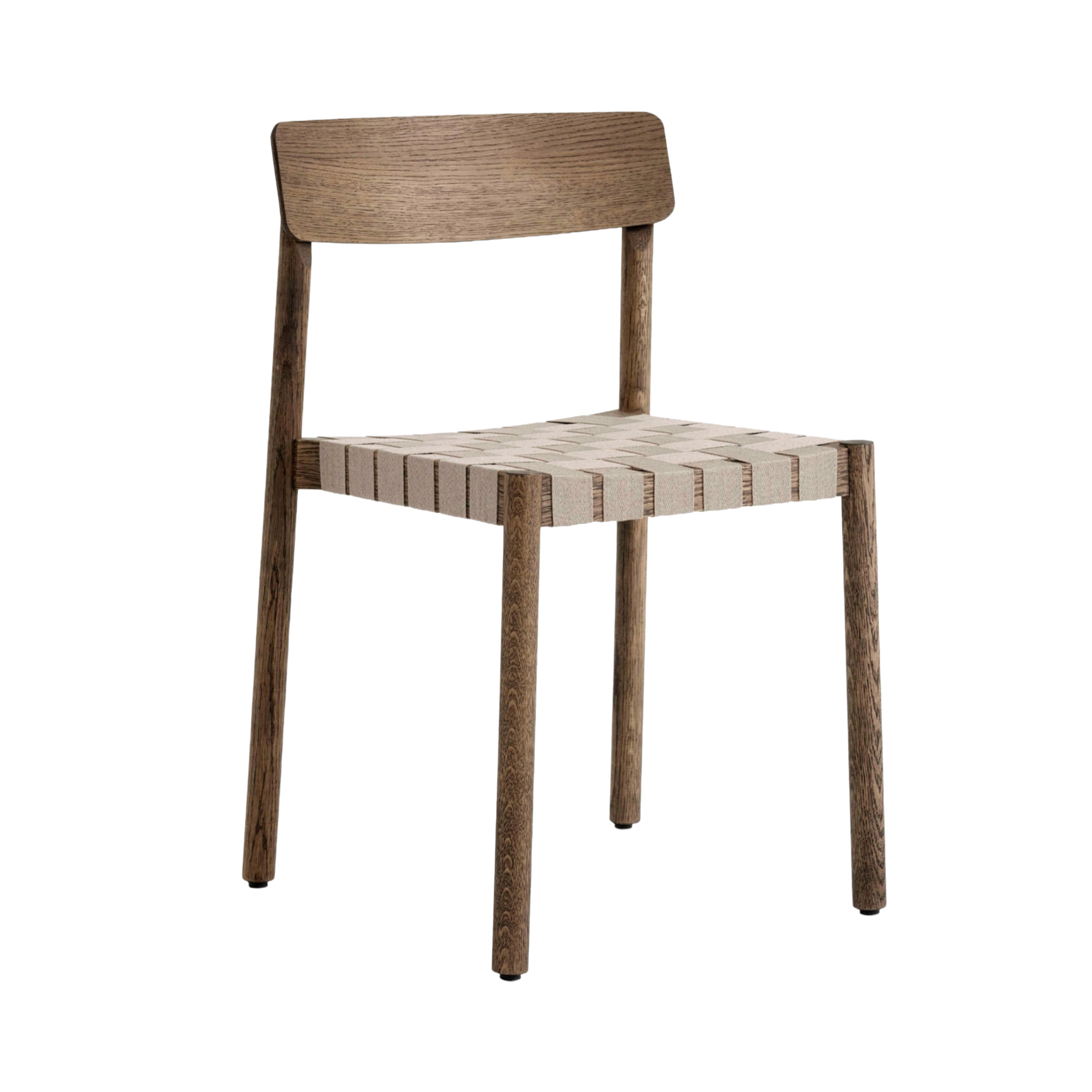 Stuhl BETTY TK1 mit beigem gewebtem Sitz und geräucherter geölter Eiche