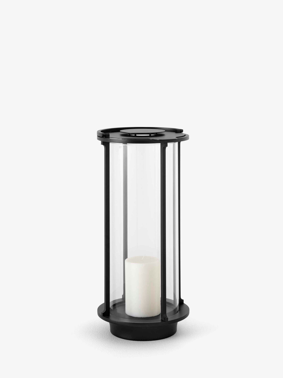 Außenlaterne für Kerzen HURRICANE SC83 aus Glas und schwarzem Aluminium