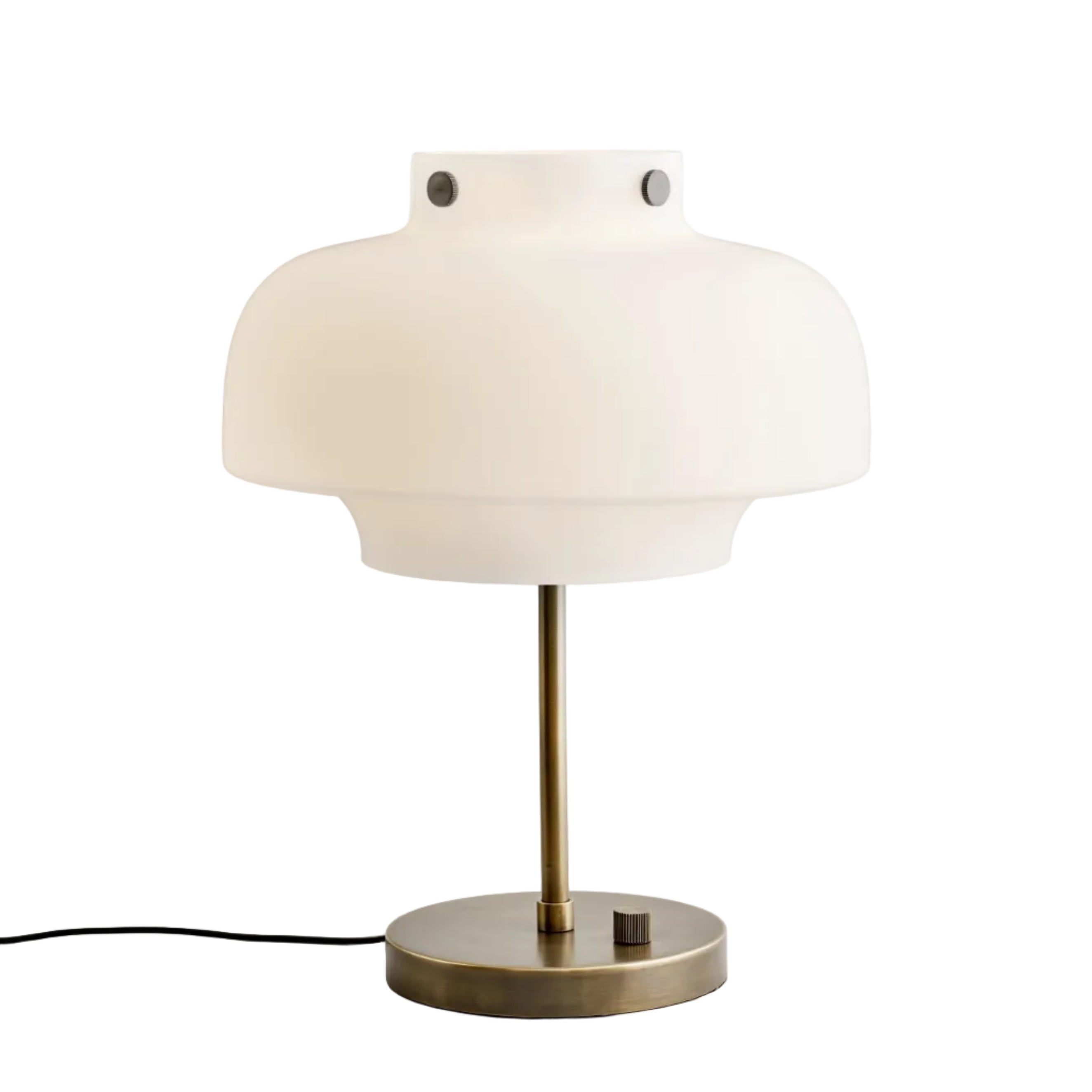 Tischlampe COPENHAGEN SC13 mit opalem Schirm und brüniertem Messingfuß