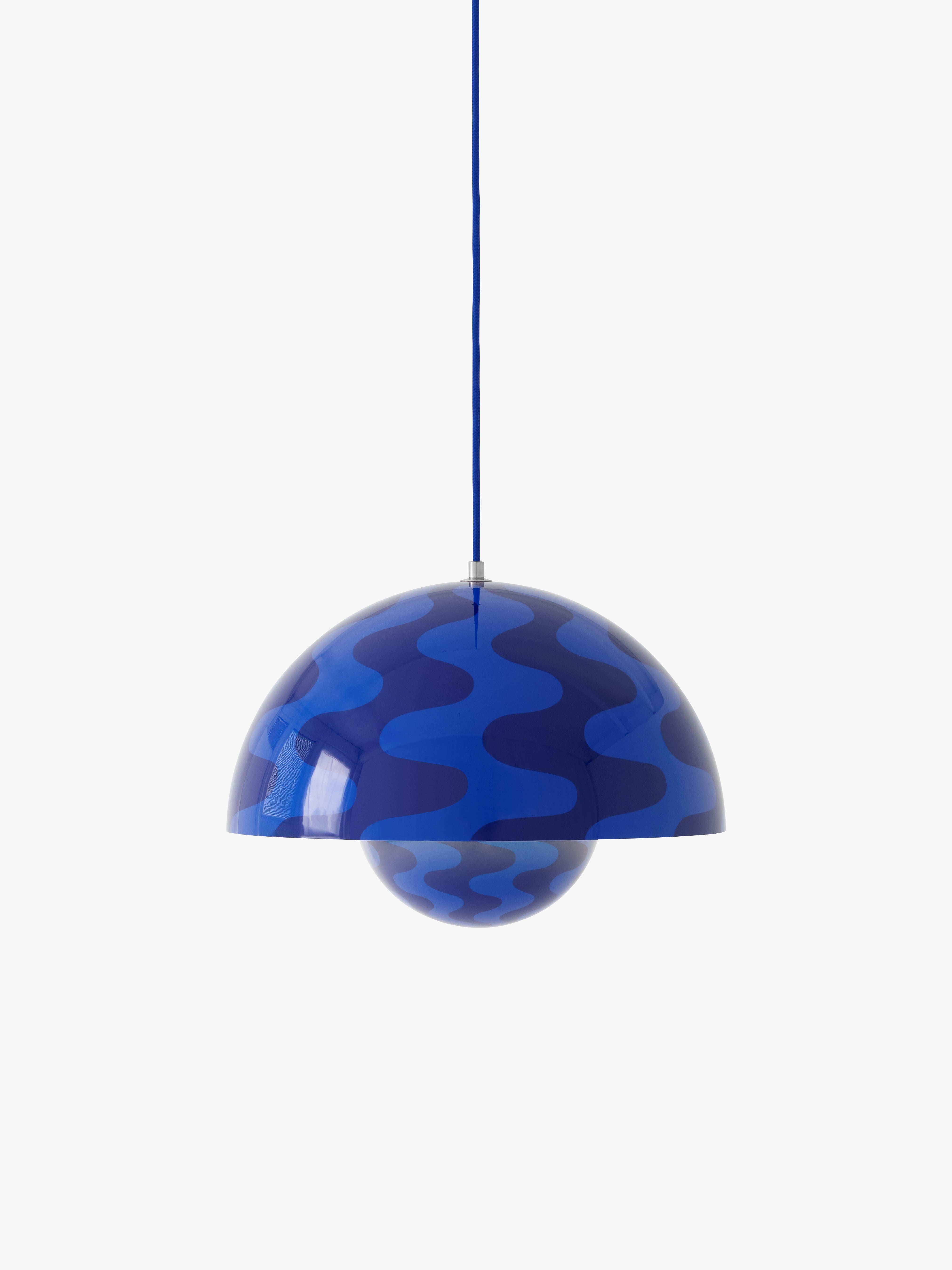 Pendelleuchte FLOWERPOT in blau-blauem Muster