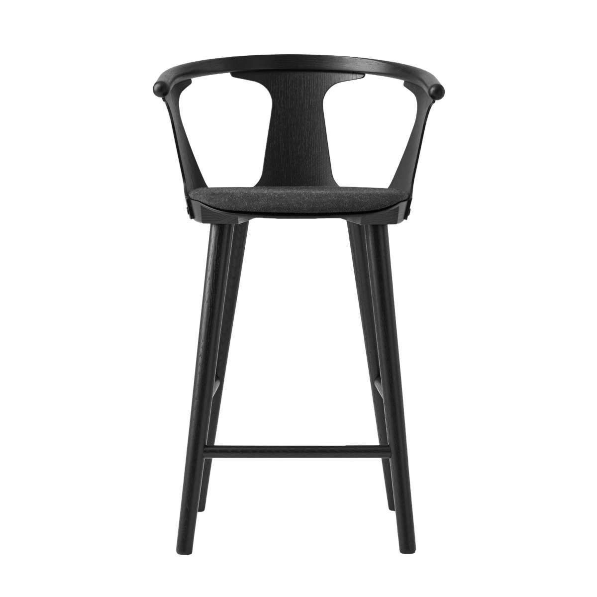 Hocker IN BETWEEN schwarz lackierte Eiche mit gepolstertem Sitz