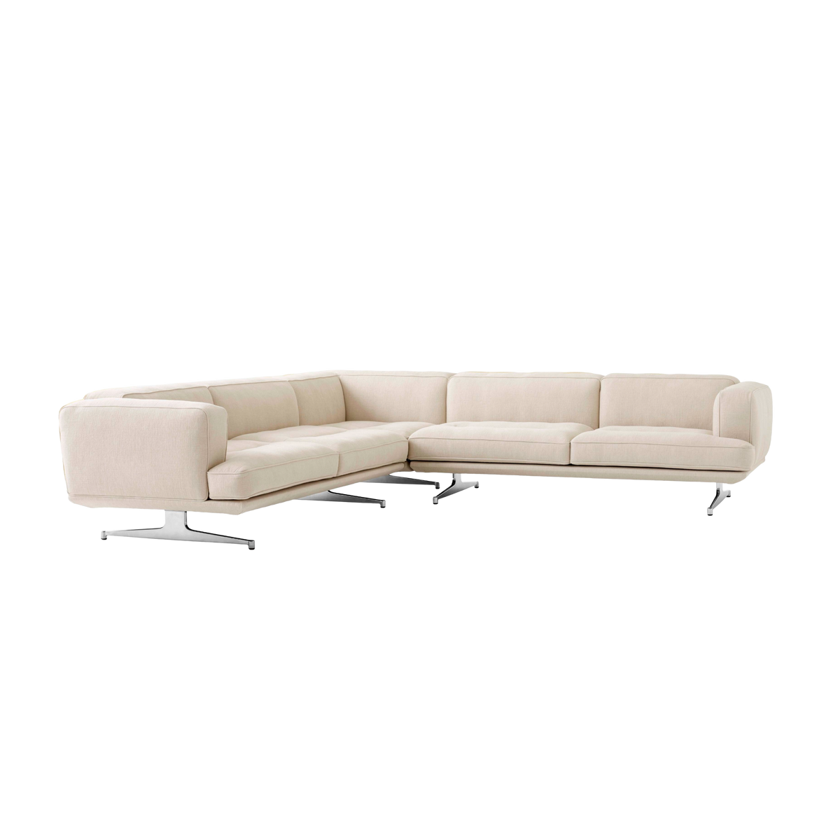 Symmetrische Eckcouch INLAND AV41 gepolstert mit Aluminiumgestell