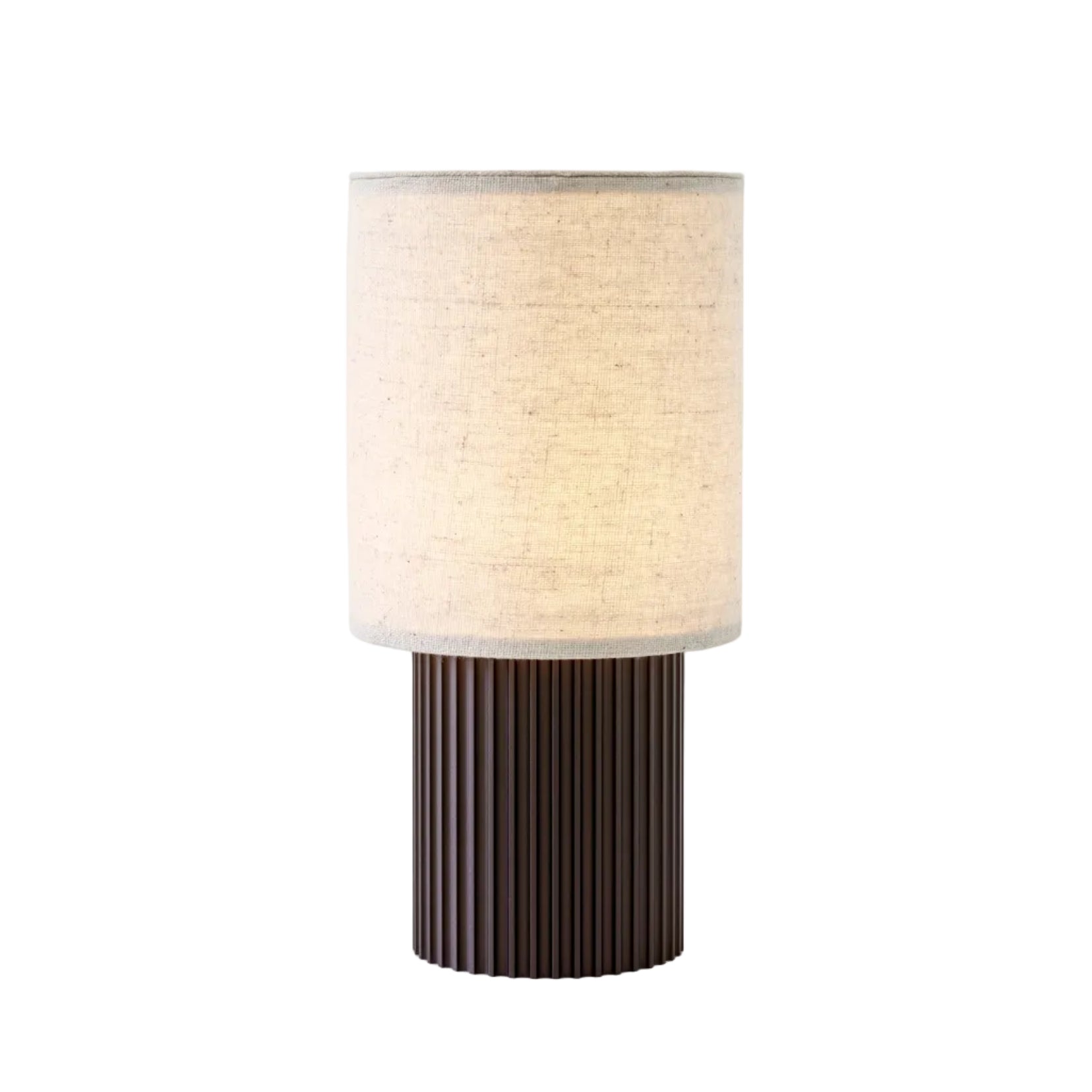 Tragbare Lampe MANHATTAN mit einem Stoffschirm und braunem Fuß
