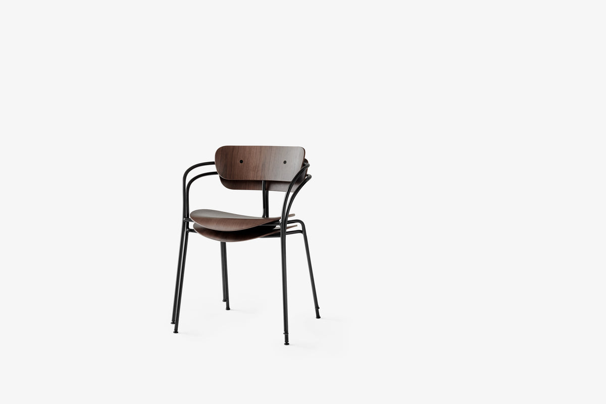 Sessel mit Armlehnen PAVILION AV2 lackierte Nussbaum mit schwarzem Gestell