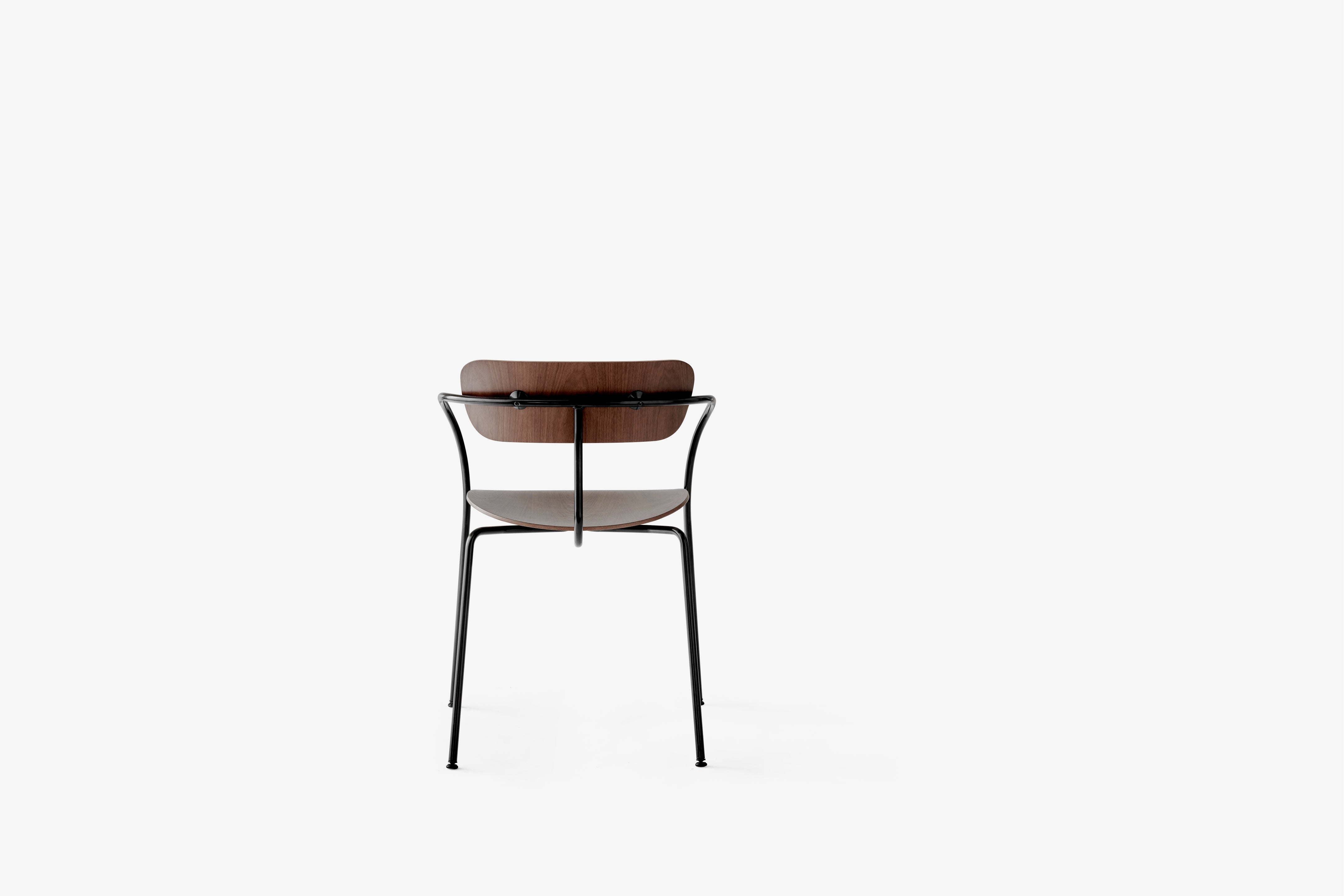 Sessel mit Armlehnen PAVILION AV2 lackierte Nussbaum mit schwarzem Gestell