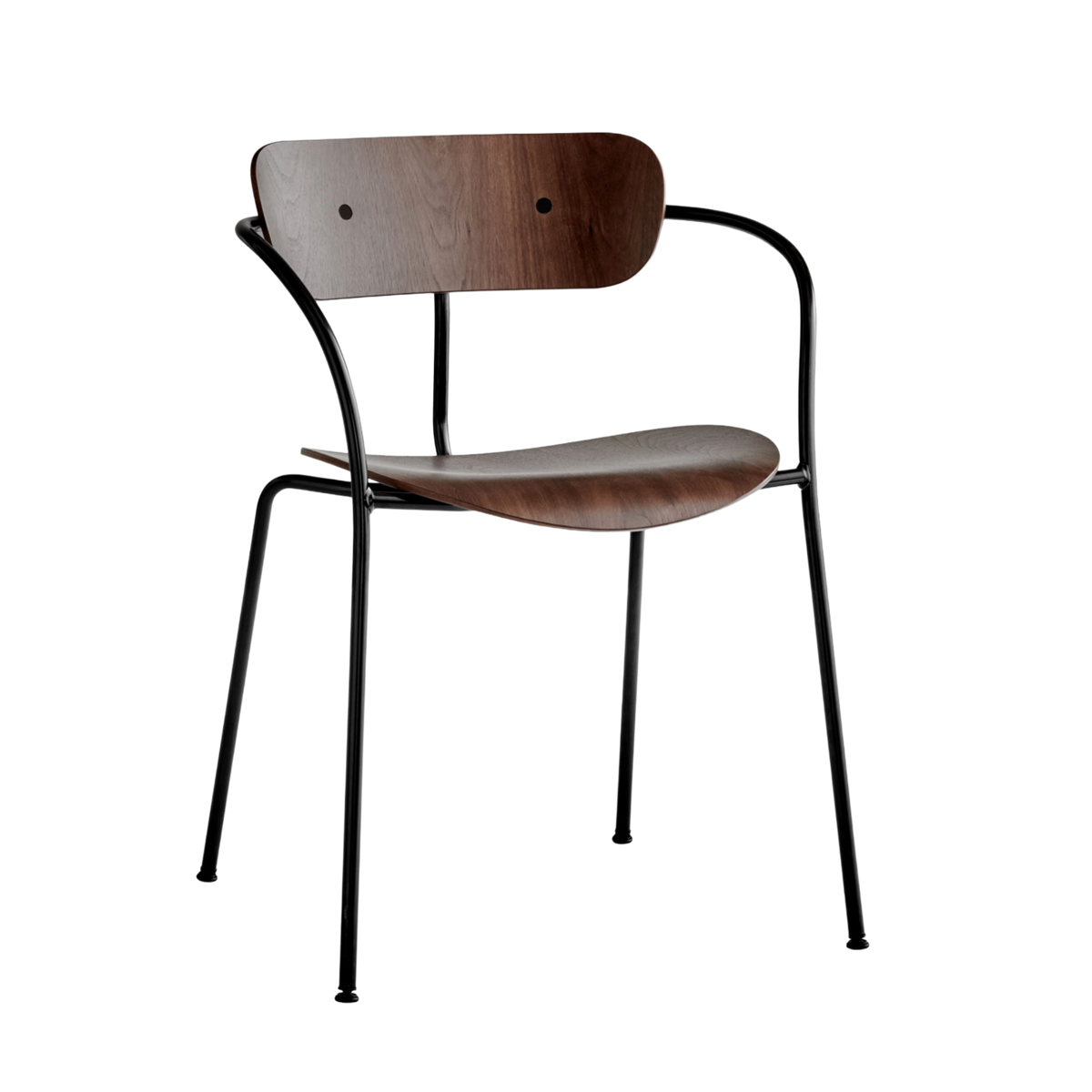 Sessel mit Armlehnen PAVILION AV2 lackierte Nussbaum mit schwarzem Gestell