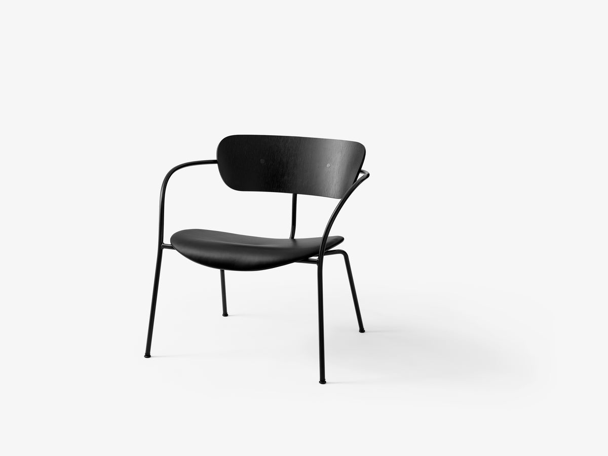 Sessel PAVILION AV6 schwarzer lackierter Eiche mit gepolstertem Sitz und schwarzem Gestell